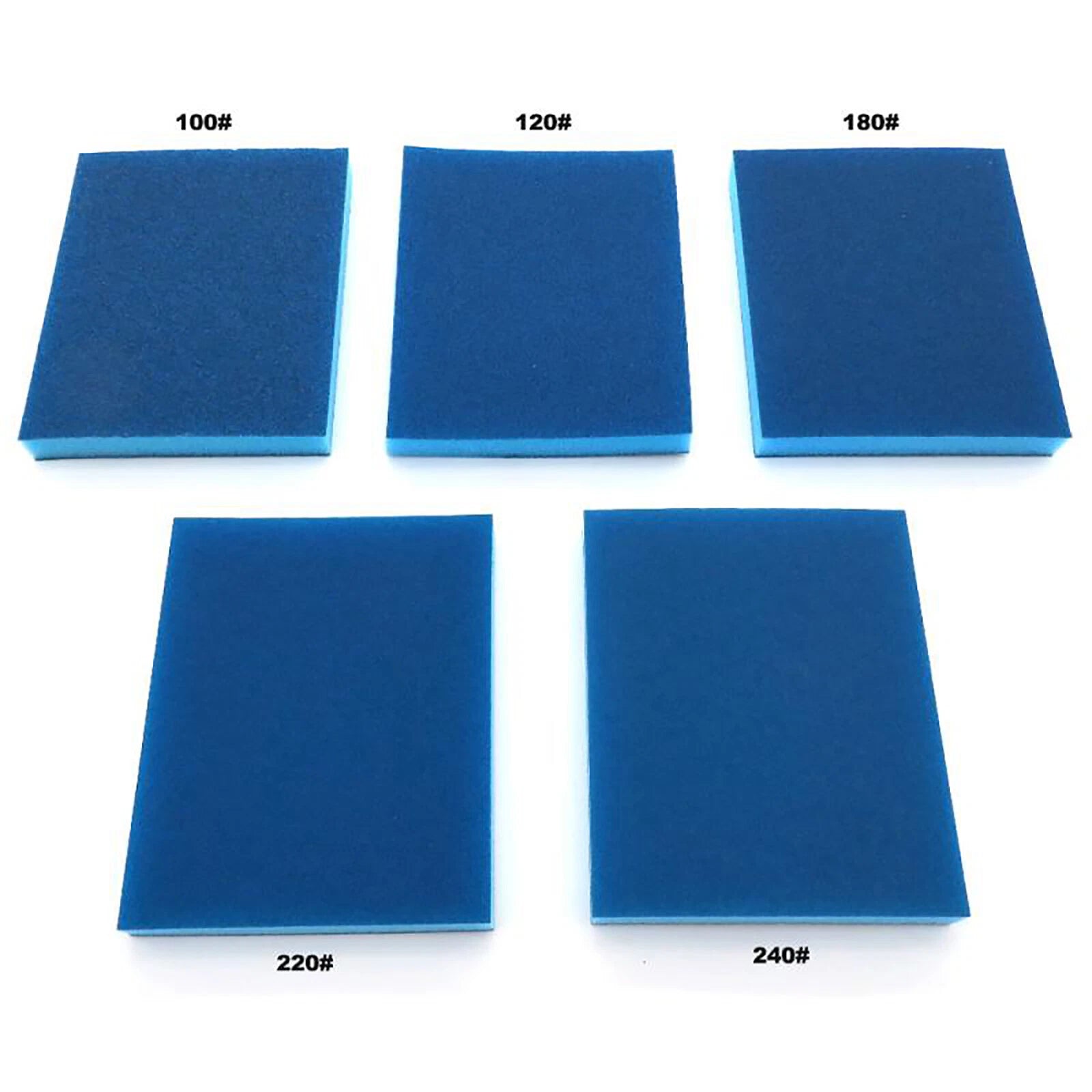 Blue Double‑Sided Foam Sanding Blocks — P100 to P240 Grit Wet & Dry Sponge Pads for Wood Metal Auto