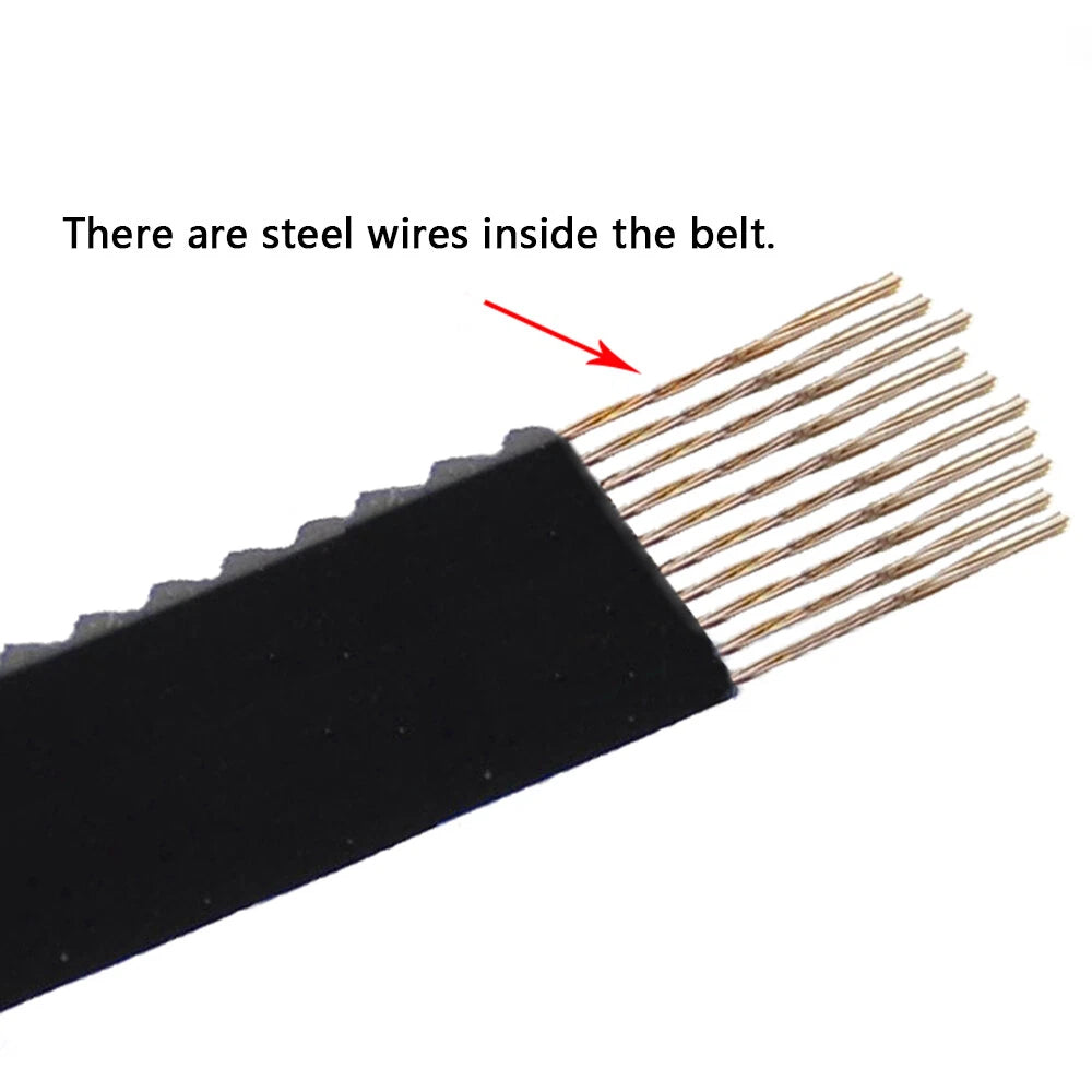 Open Timing Belt — 2GT / HTD-3M / HTD-5M / HTD-8M / STPD-S2M / XL, 6–40 mm Wide, Black, Cut to Length
