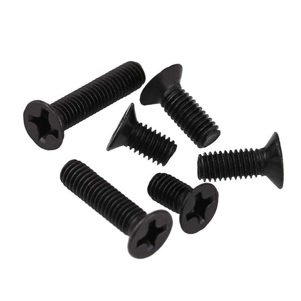 M2 M2.5 M3 M5 Black Phillips Countersunk Machine Screws – Carbon Steel, Fully Threaded