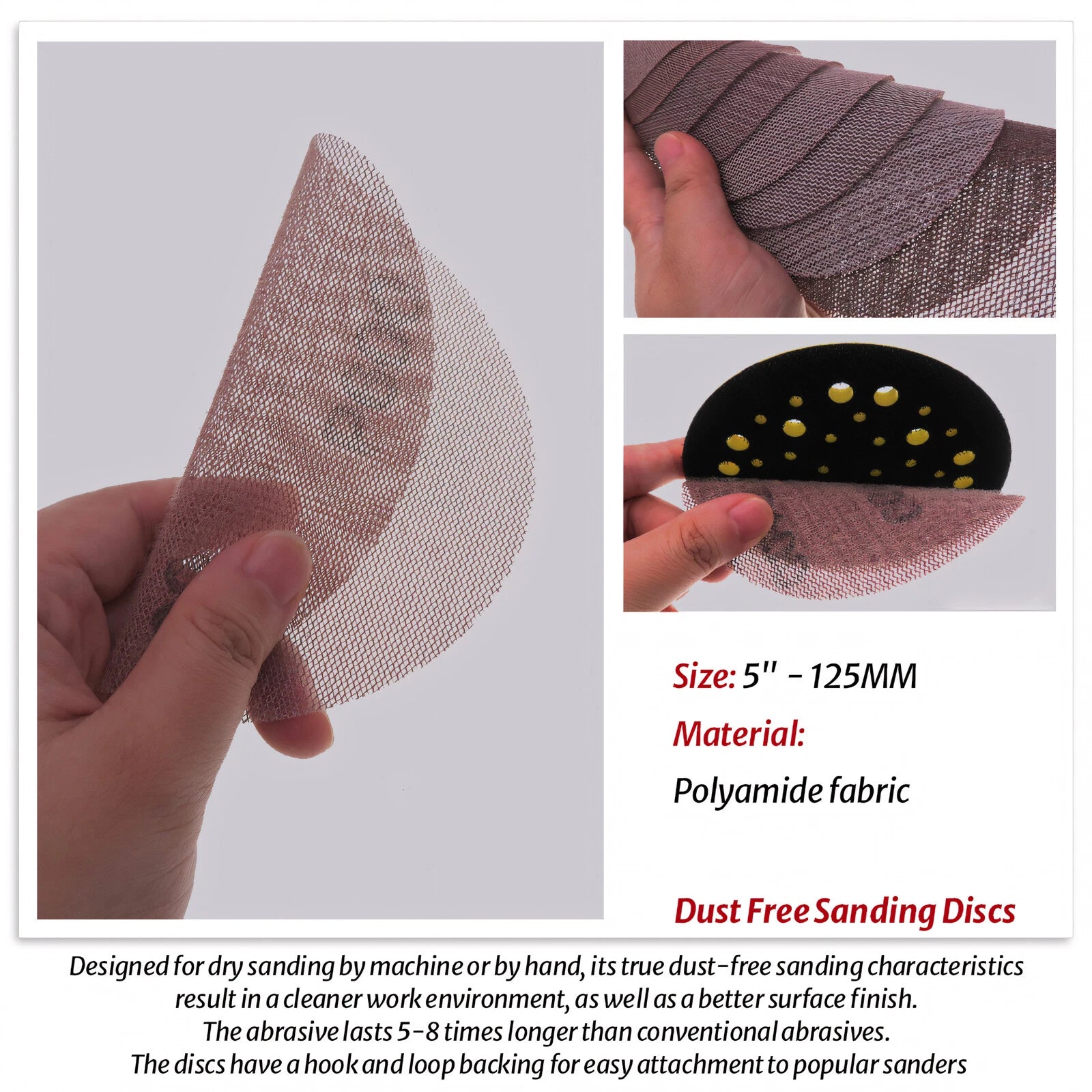 5" & 6" Mesh Sanding Discs — Hook & Loop Sandpaper for Random Orbital and DA Sanders