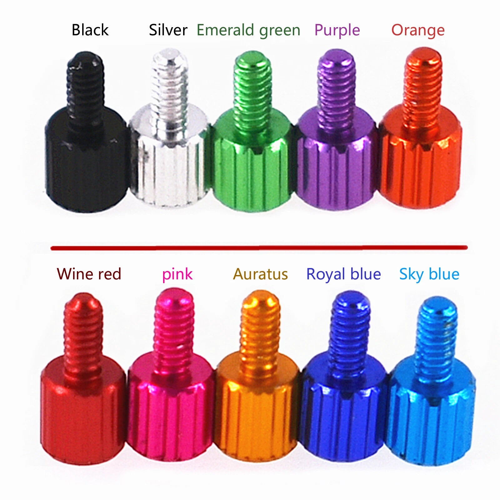 M2 Knurled Thumb Screws — 6061 Aluminum Alloy, Colored Round Hand Grip Knob Bolts