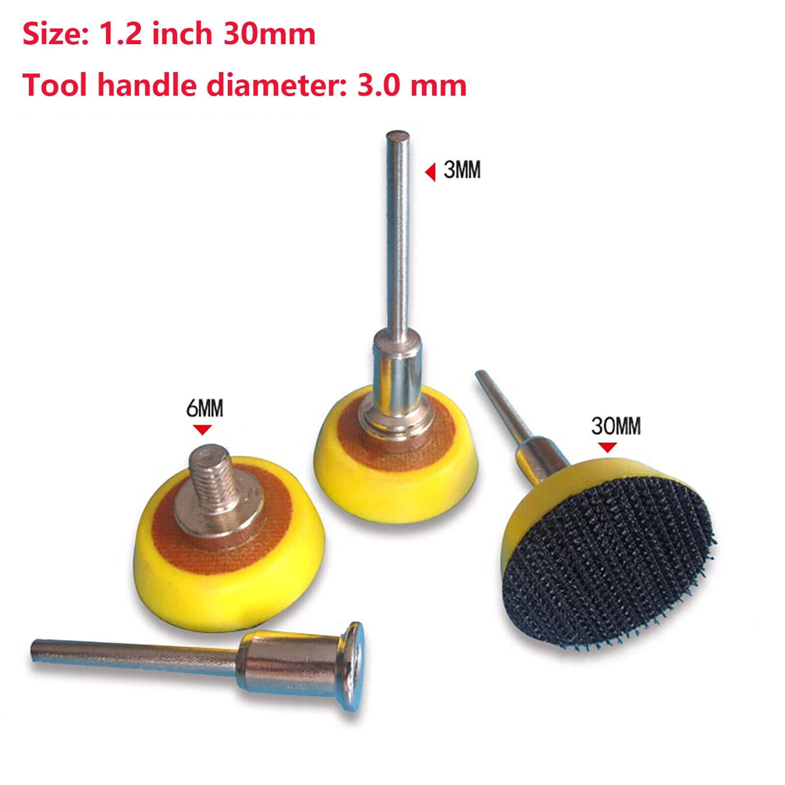Hook & Loop Backing Pads for Dremel Rotary Tools — 25mm 30mm 50mm 75mm with M6 M8 Thread & 2.35/3/6mm Shank