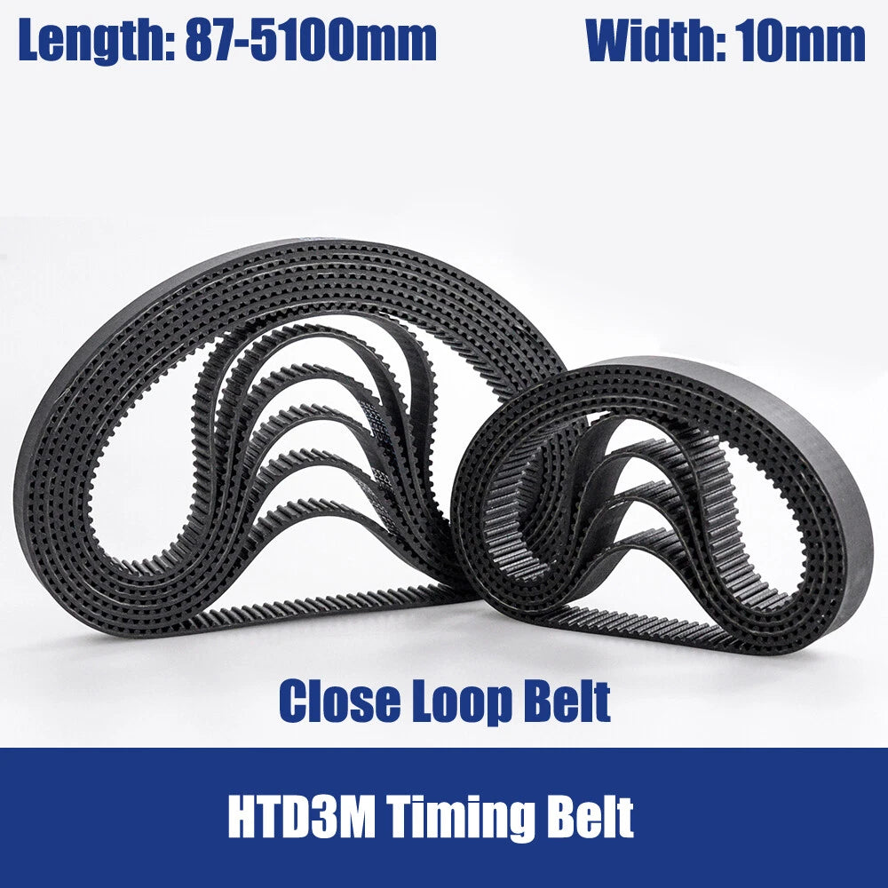 HTD3M Rubber Timing Belt — 10mm Wide, 87mm to 5100mm Closed Loop