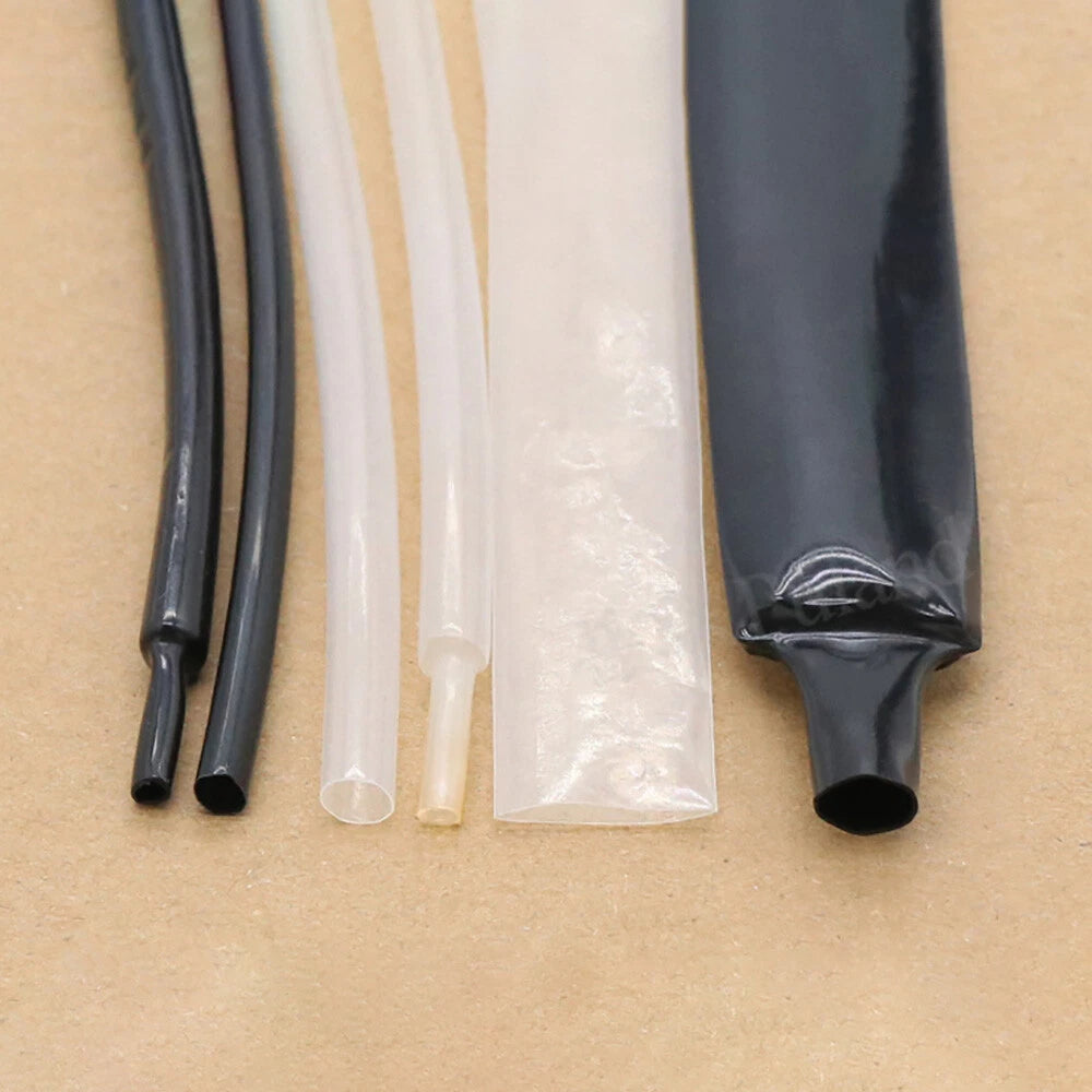 PVDF Heat Shrink Tubing 2:1 — Black & Clear, Ø0.8mm to Ø25.4mm