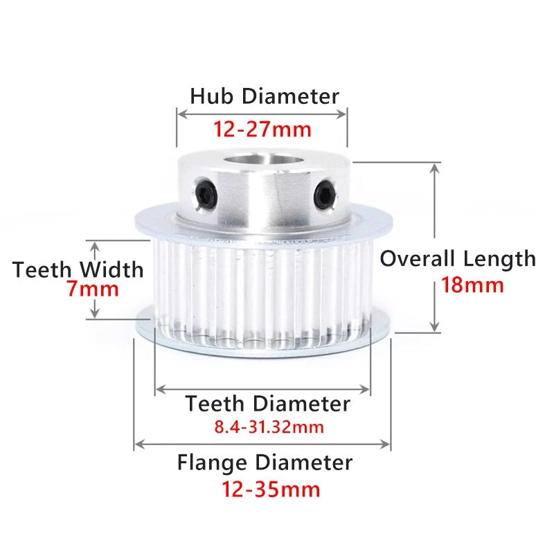 2GT Timing Pulley 28-50 Teeth 6mm Belt 4mm-15mm Bore Synchronous Wheel 3DPrinter