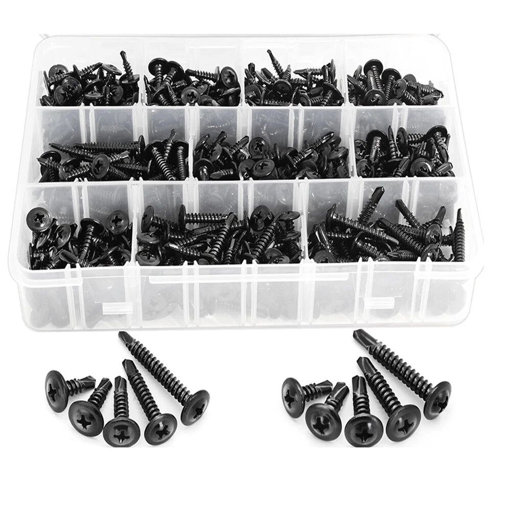 190pcs #8 Black Truss Head Self Tapping Screws – 410 Stainless Steel Kit
