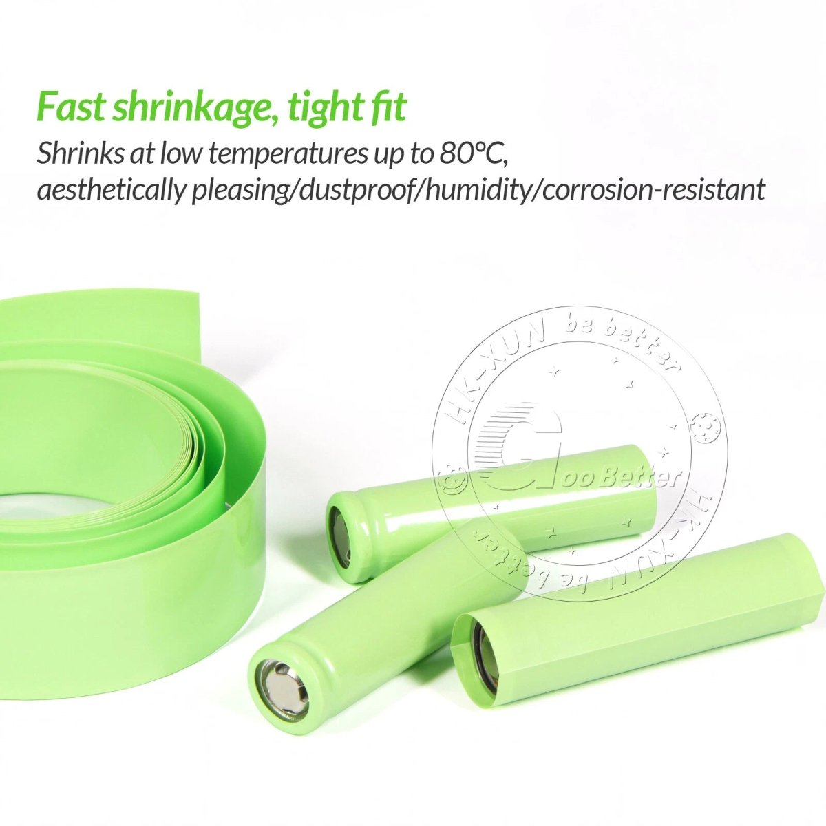 Fruit Green PVC Heat Shrink Tubing for RC Battery Packs — 15mm to 400mm Wide - HomeDIYer