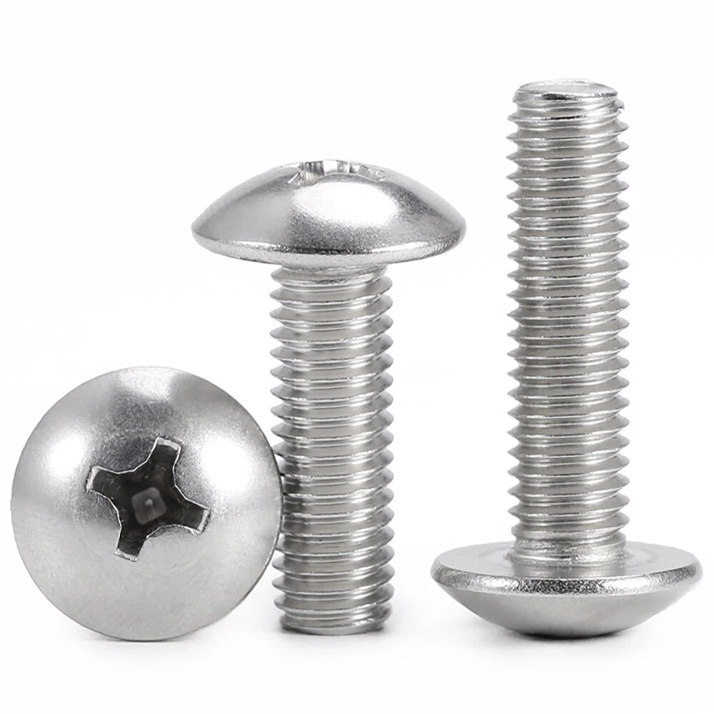 M2 M2.5 M3 M4 Phillips Button Screws – Domed Head A2 Stainless Steel Machine Bolts (Full Thread, 3–60mm)