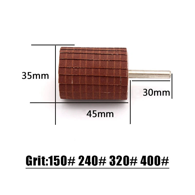 35mm Flap Wheel Disc 150-400 Grit with 6mm Mandrel – Sanding for Drill & Rotary Tool