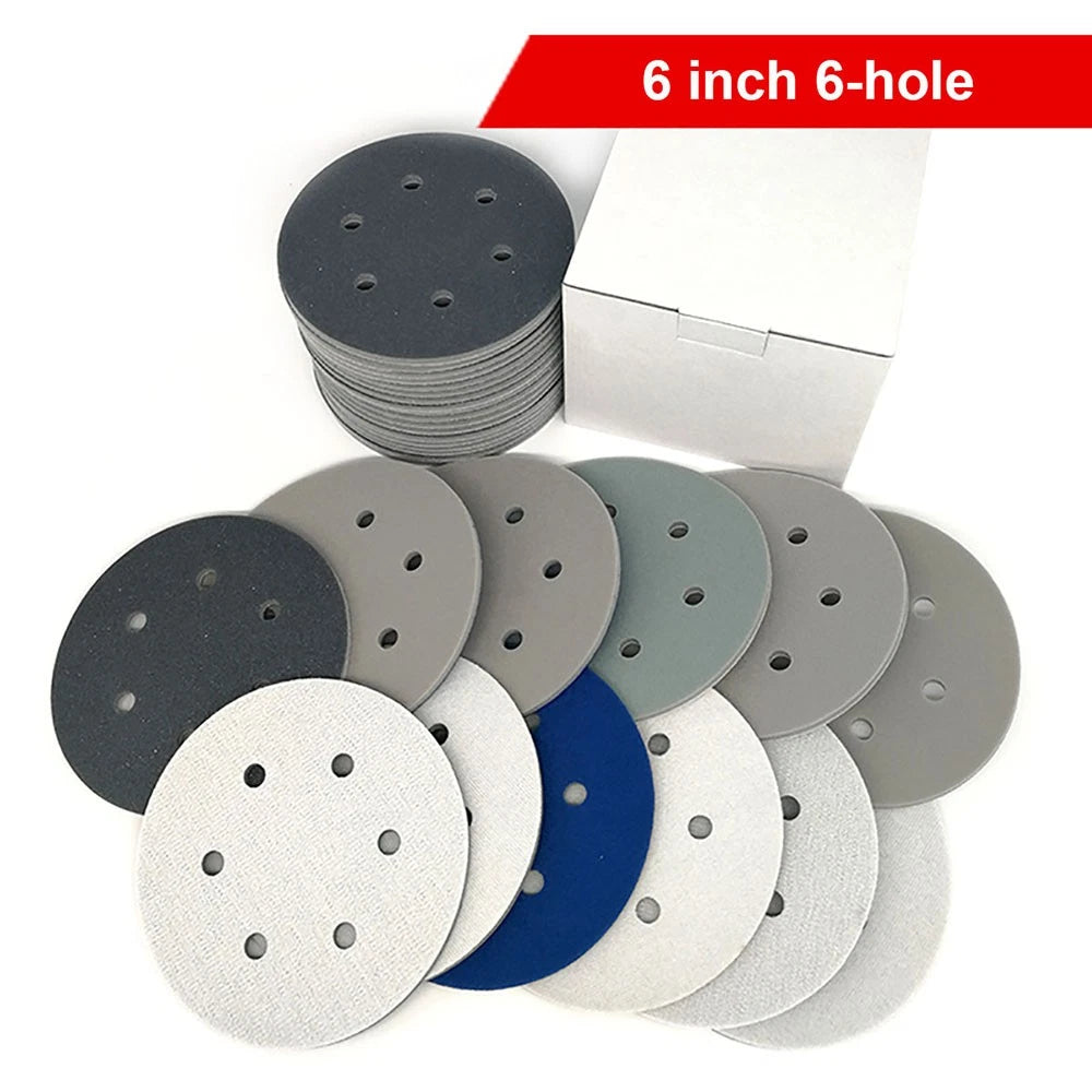 6 Inch （150mm） Hook & Loop Sponge Sandpaper 6 / 9 / 15 / 17 Hole Sanding Discs