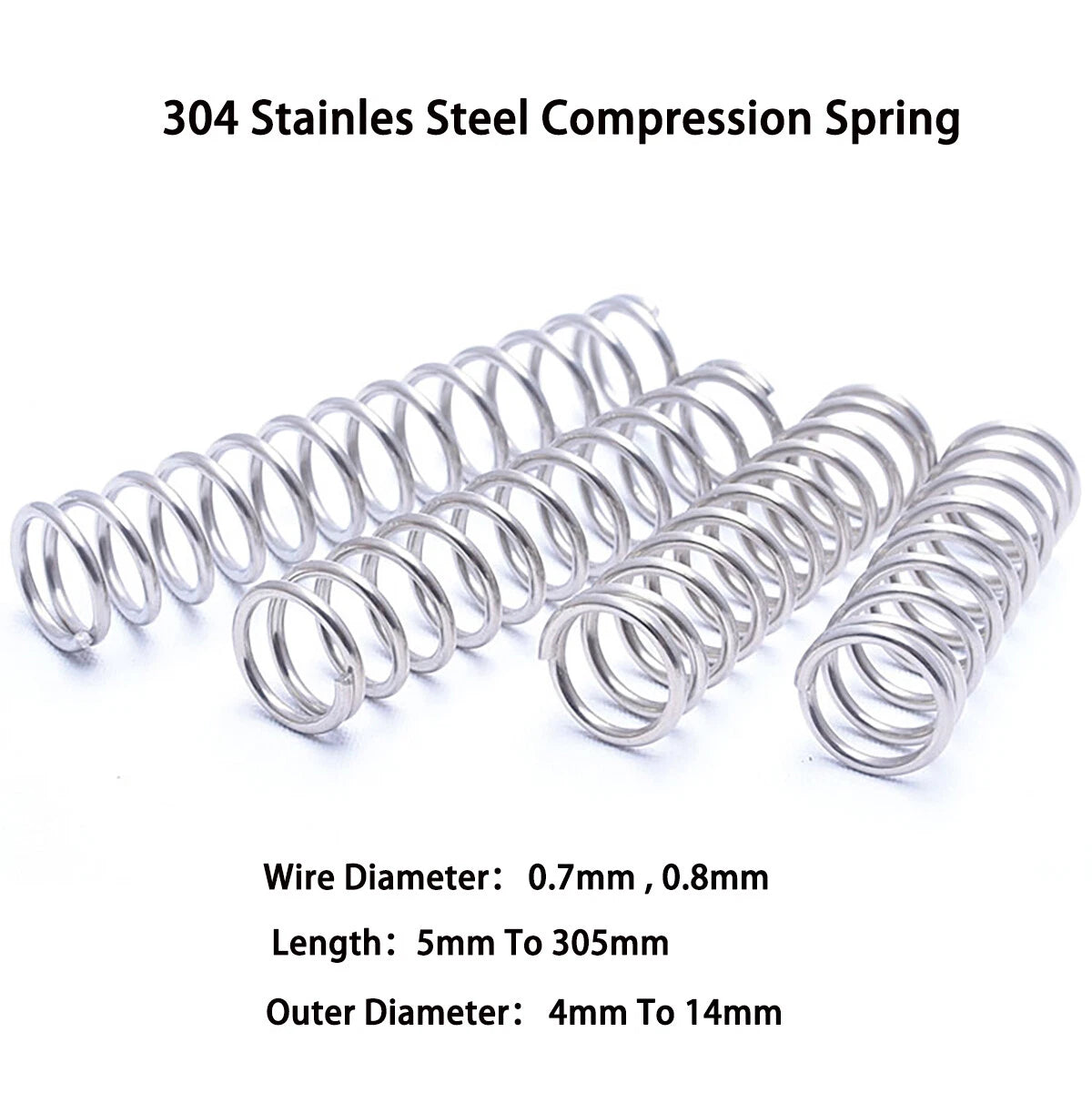 0.7mm,0.8mm Wire Dia 304 Stainles Steel Compression Spring Pressure Small Spring
