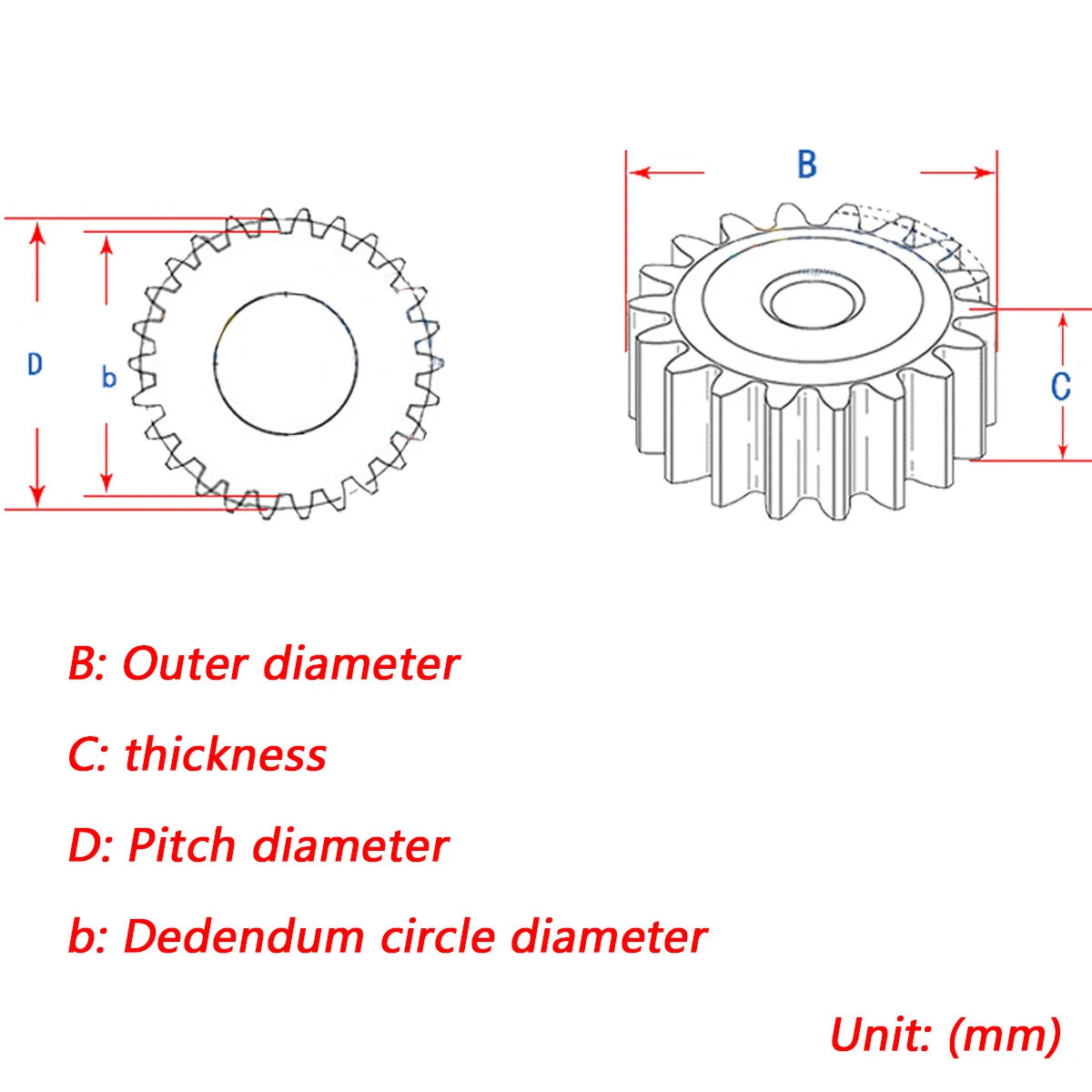 1,1.5,2 Mod Spur Gears 10T to 150T Flat C45 Steel Gears Motor Gears Rough Gears