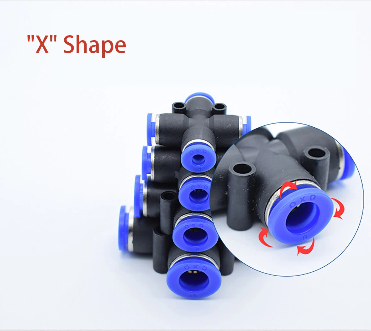 Push-In Hose Fittings — Straight, T-Shape, X-Shape & Reducing Connectors (4mm–16mm)