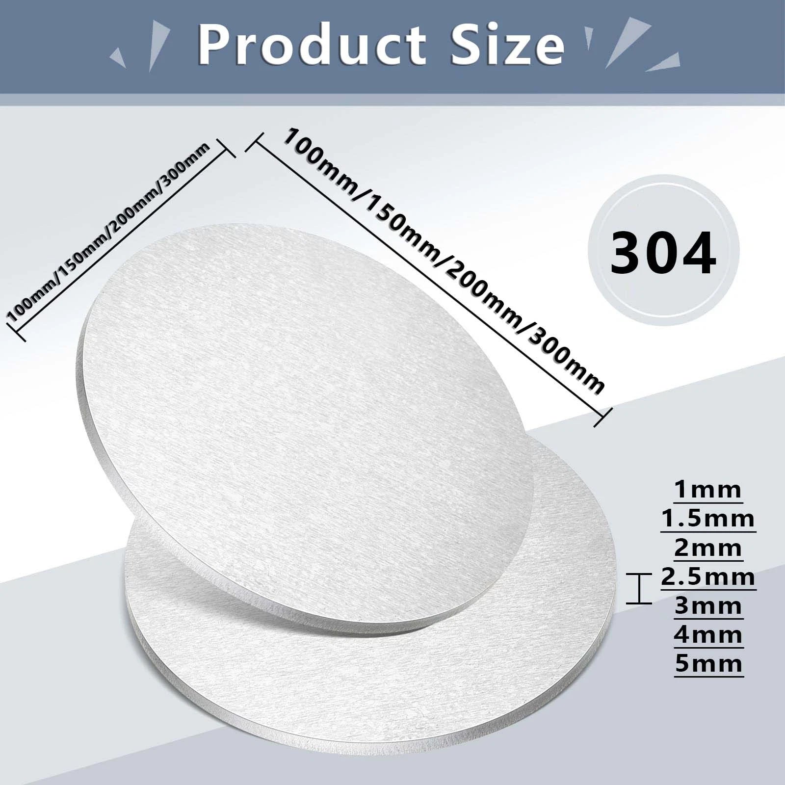 304 Stainless Steel Discs Round Sheet Metal Blanks OD 50-100mm Thick 0.5mm~5mm