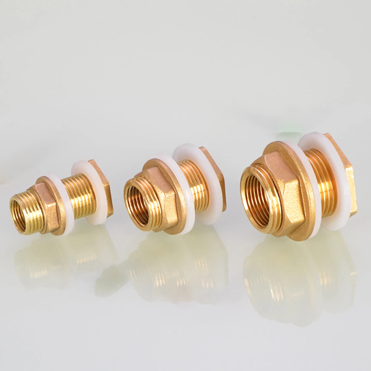 Brass Reducing Pipe Fitting Male to Female Threaded Connector — 1/2" to 2" for Water Tank, Pool & Fish Tank