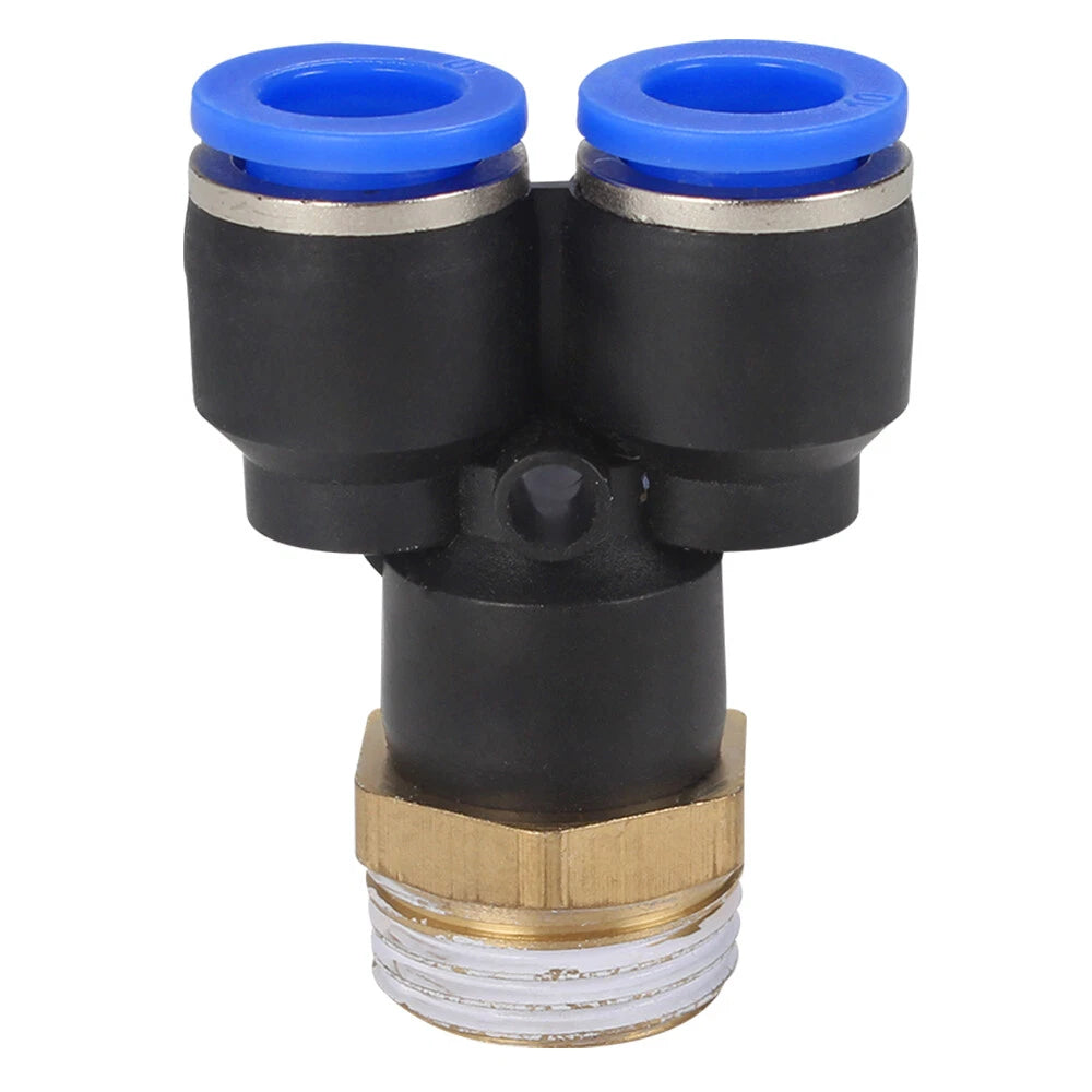Pneumatic Y-Piece Male Stud Push-Fit Fittings Hose Inline Airline Connector