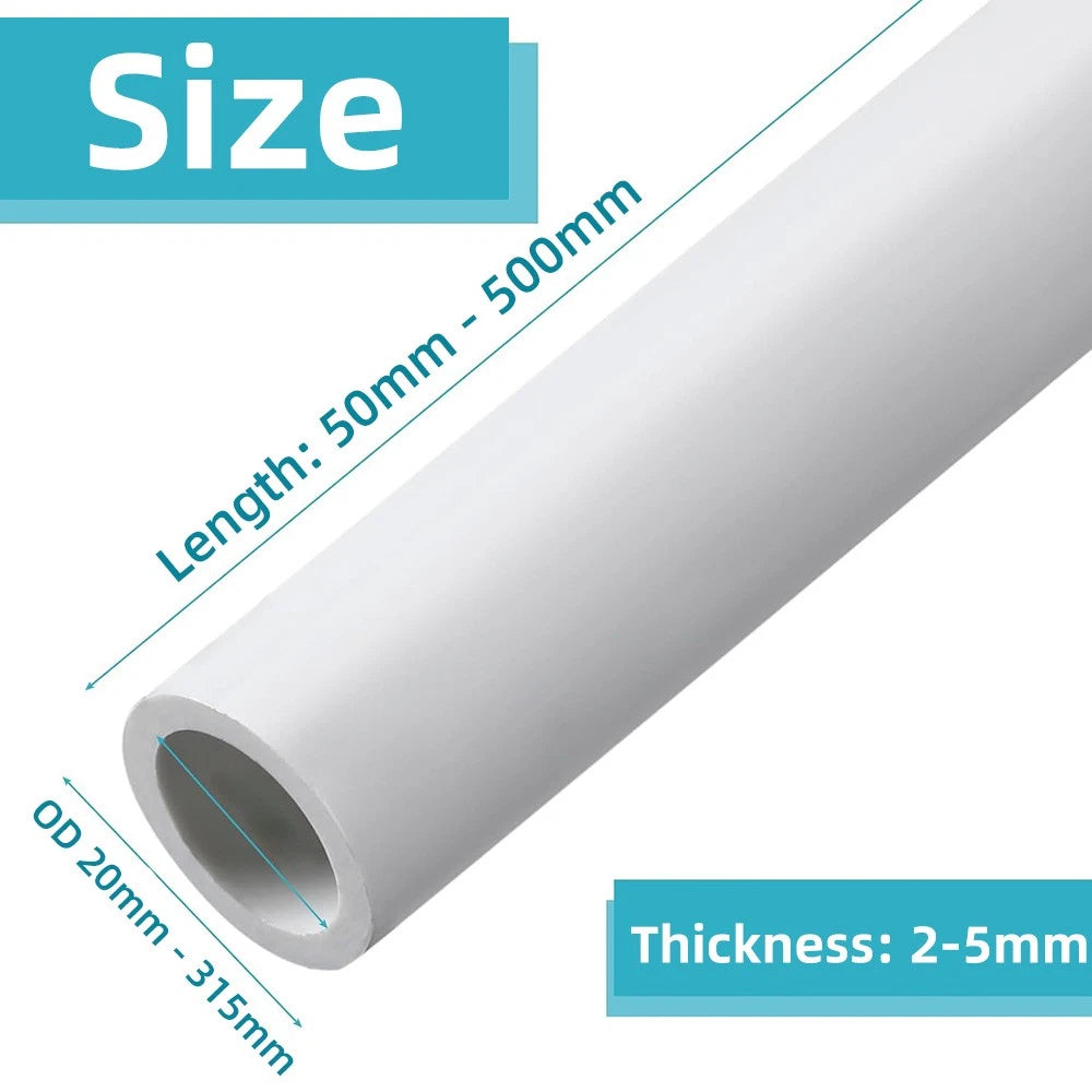 White PVC Round Tube – Rigid Pipe | OD 20–315mm | Length 50–500mm
