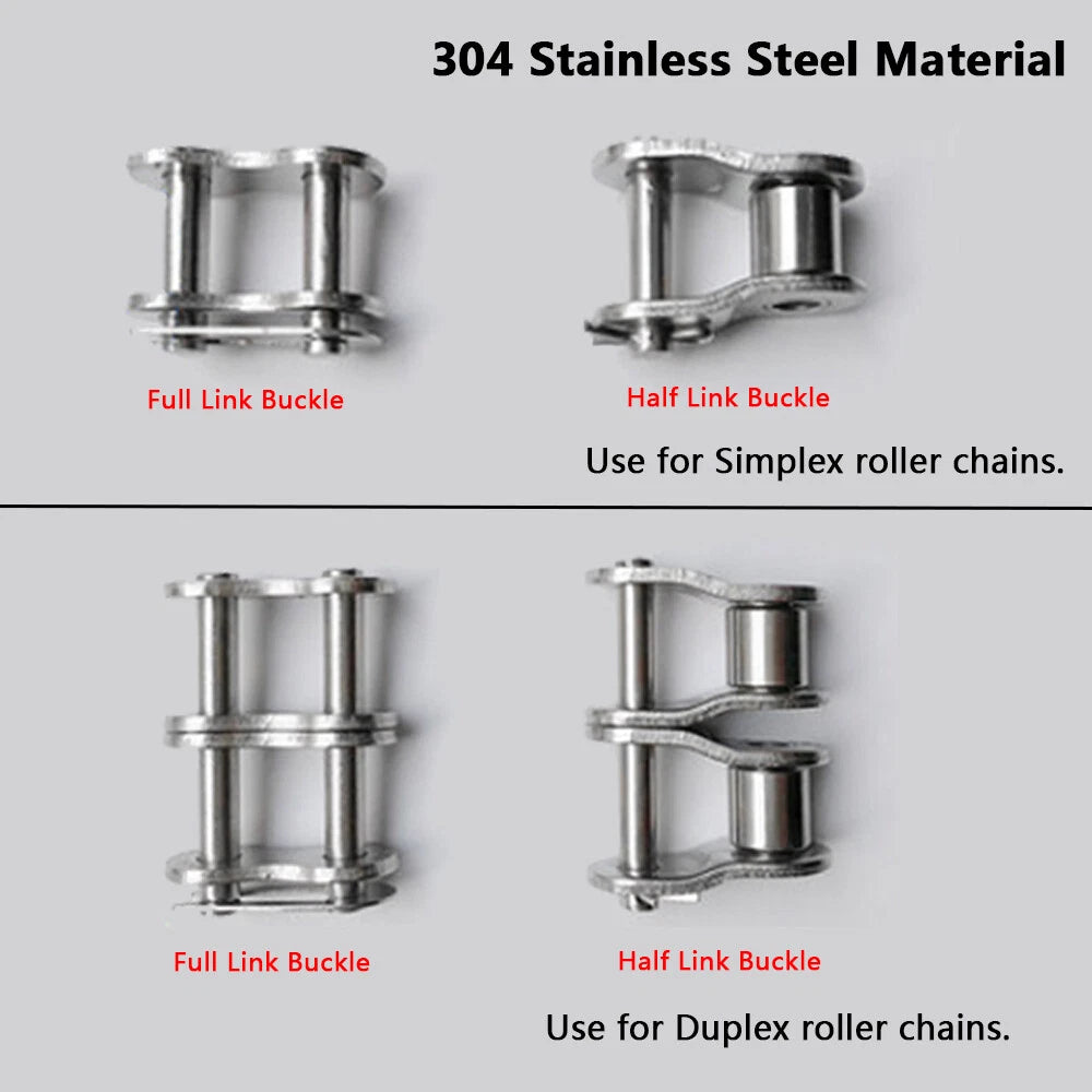 #25 - #200 Simplex/Duplex Roller Chains Full/Half Connecting Links Pitch 1/4"-2"