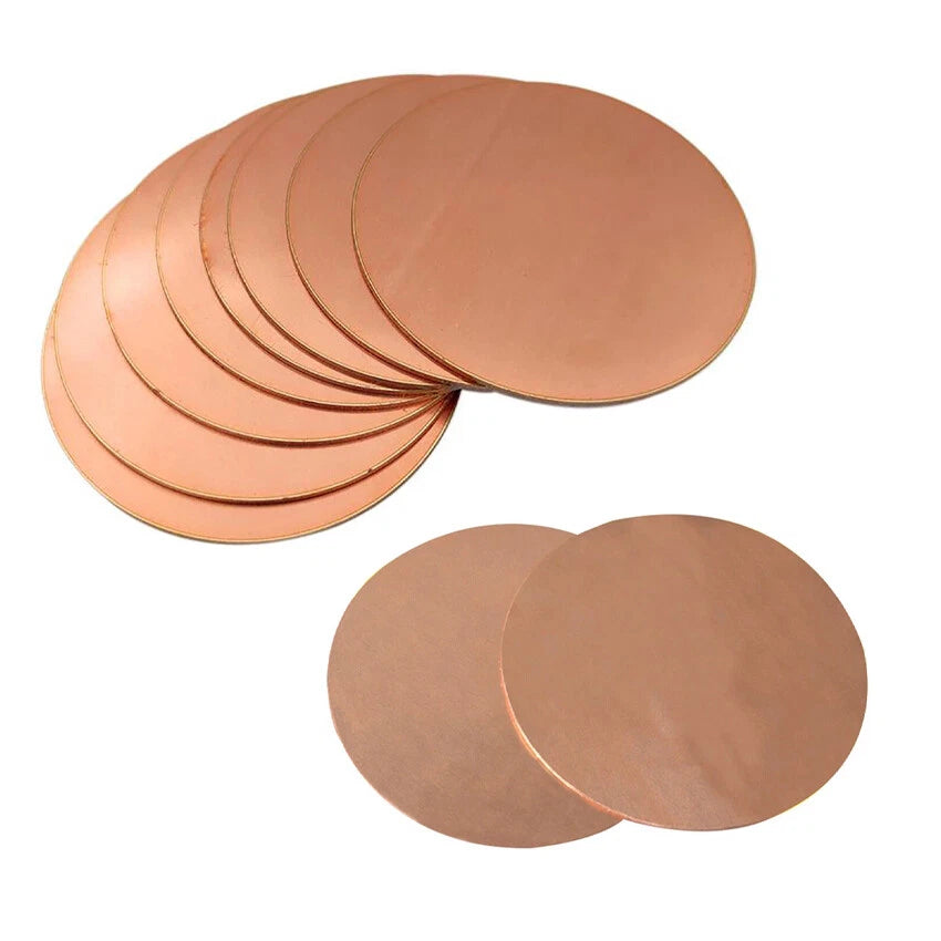 Solid Pure Copper Discs Round Plate Metal Sheet Thick 0.3-3.5mm Dia 10mm-300mm