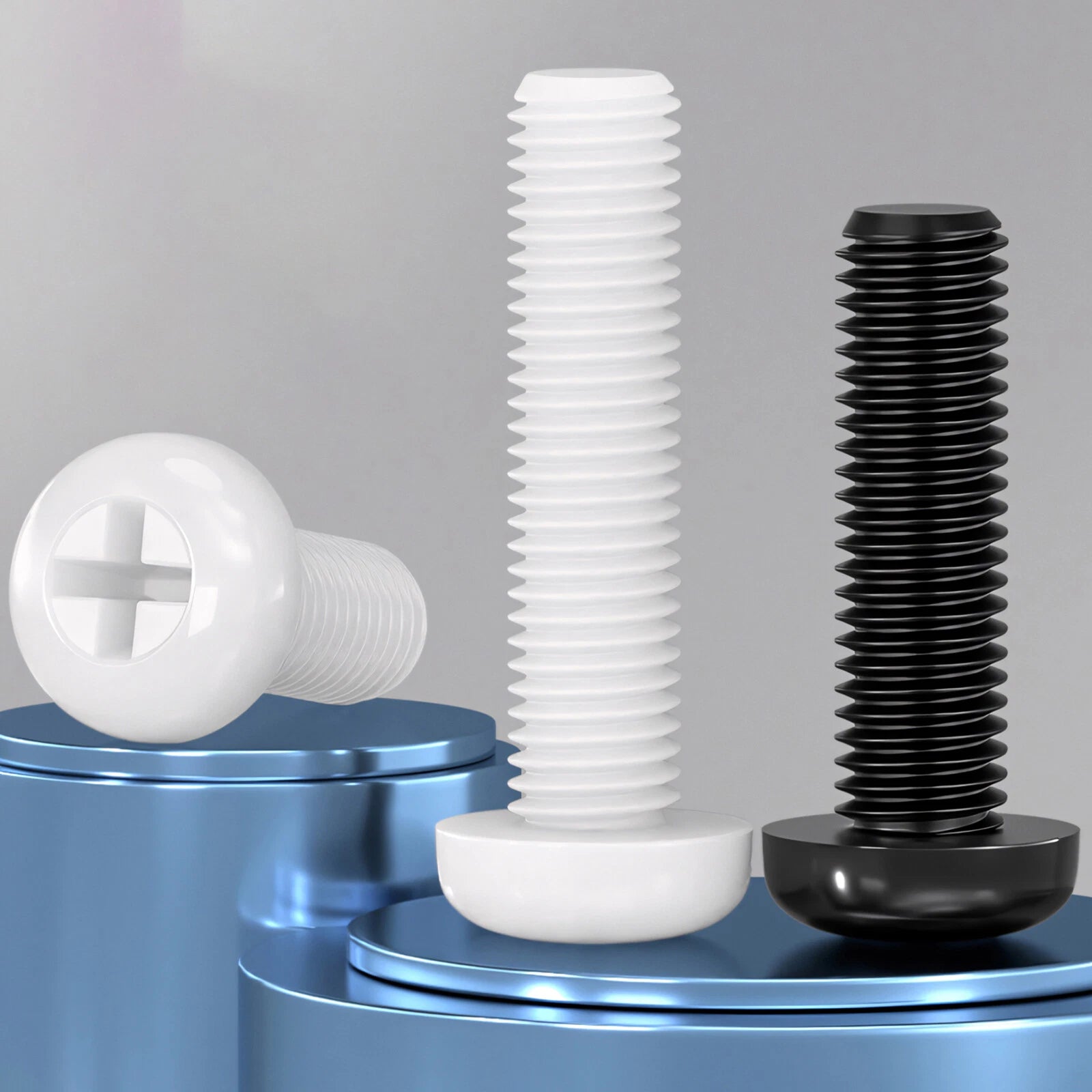 White/Black Nylon Phillips Machine Screws – M2 to M6, Plastic Round Pan Head Bolts
