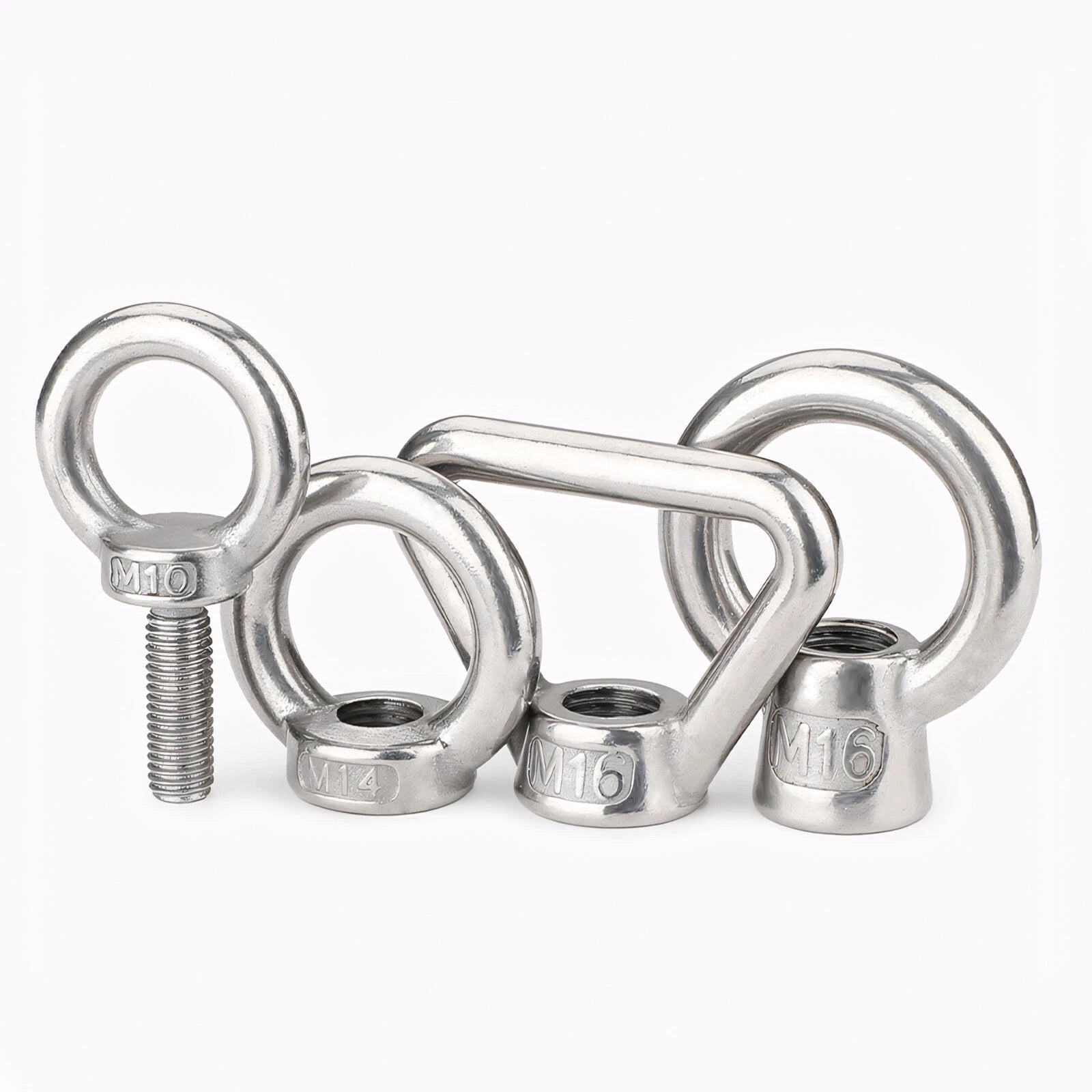 M3 M4 M5 M6 M8 M10 M12 TO M24 LIFTING EYE NUTS & BOLTS A2-304 STAINLESS STEEL