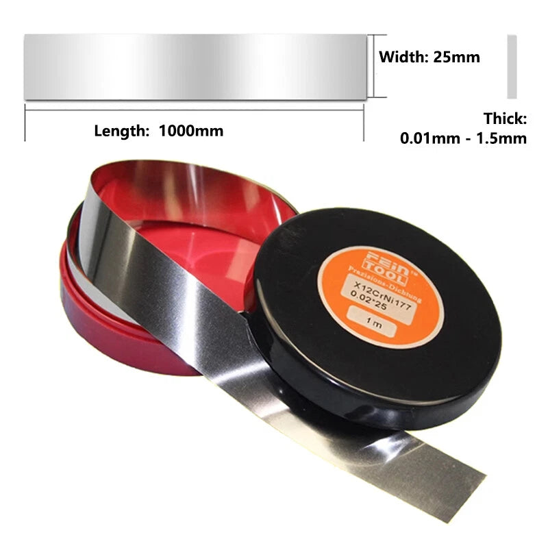Stainless Steel Shim Sheet — Precision Foil & Gasket Stock, 25mm Wide, 0.01mm–1.5mm Thick