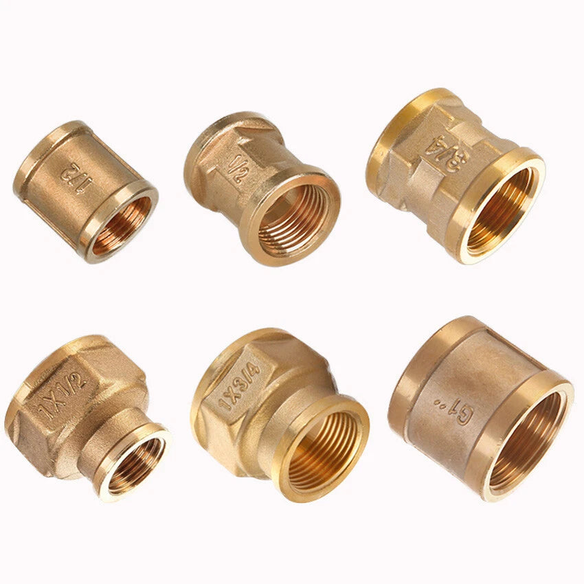 BSP Female Thread Brass Pipe Fitting Adapter | Coupler Connector 1/2" 3/4" 1"