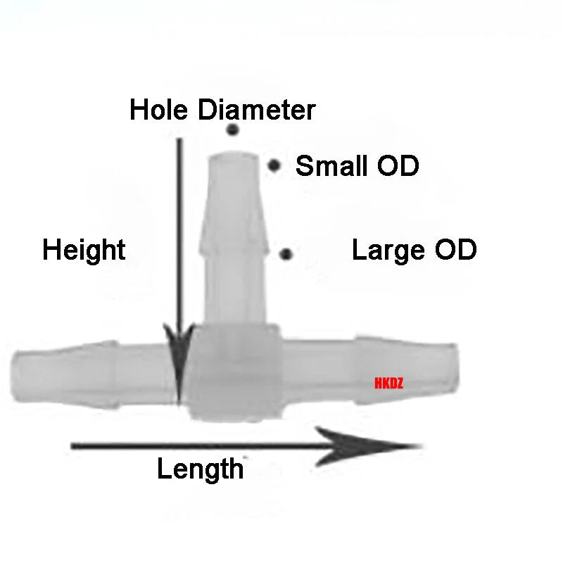 Plastic Tee Hose Joiner Barb T-Piece 3 Way Connector Pipe Fitting Air Fuel Water