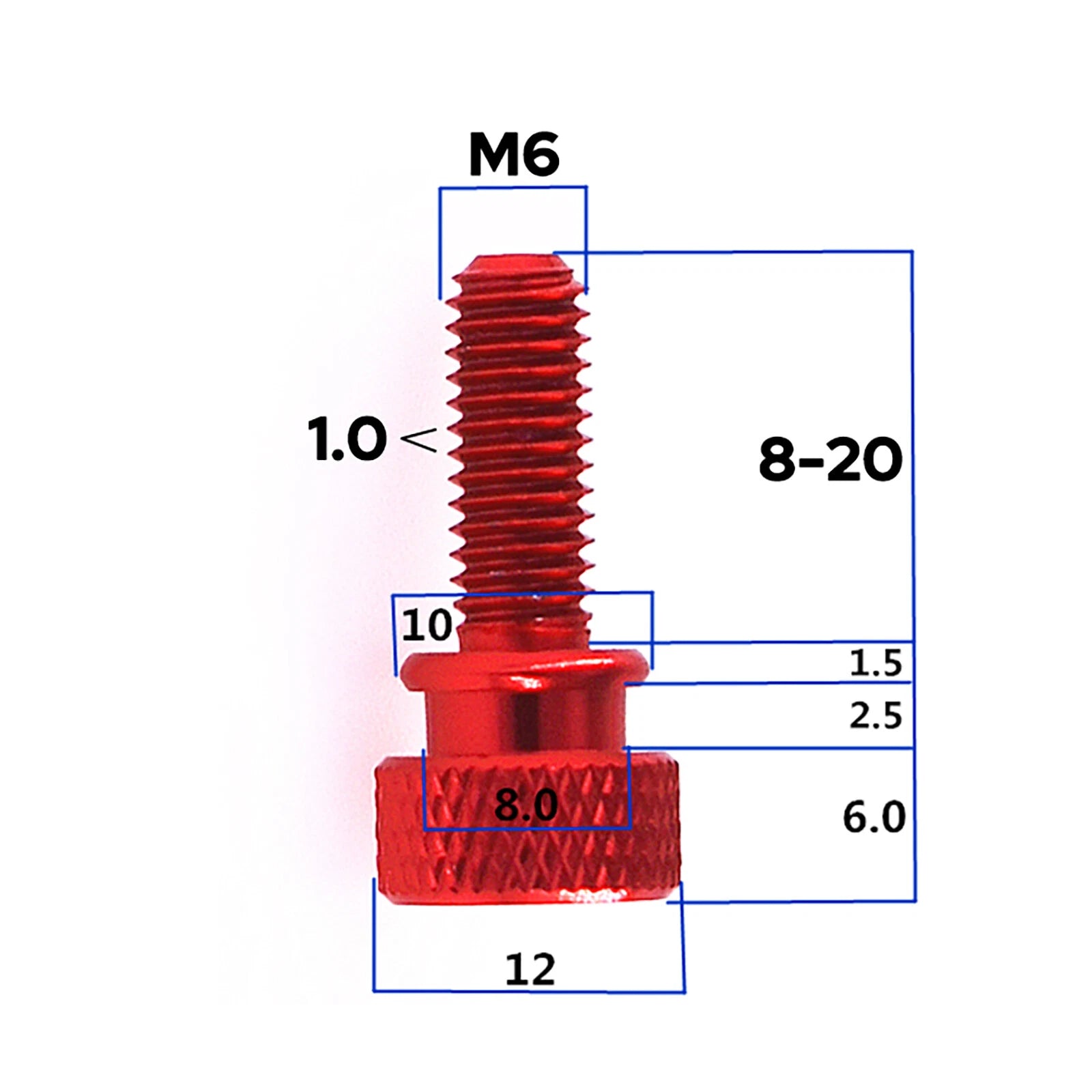 M6 Knurled Thumb Screws Aluminium Hand Grip Knob Bolts High Type - DIN 464