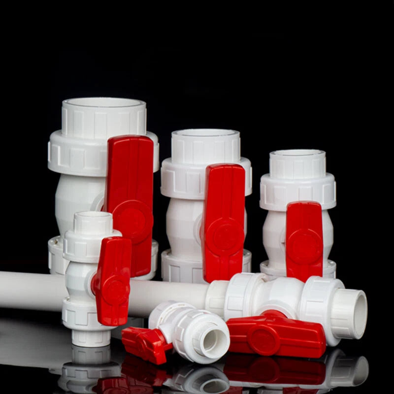 White PVC Ball Valve Double Union Solvent Weld Pipe Fittings Pond Tank 20-110mm