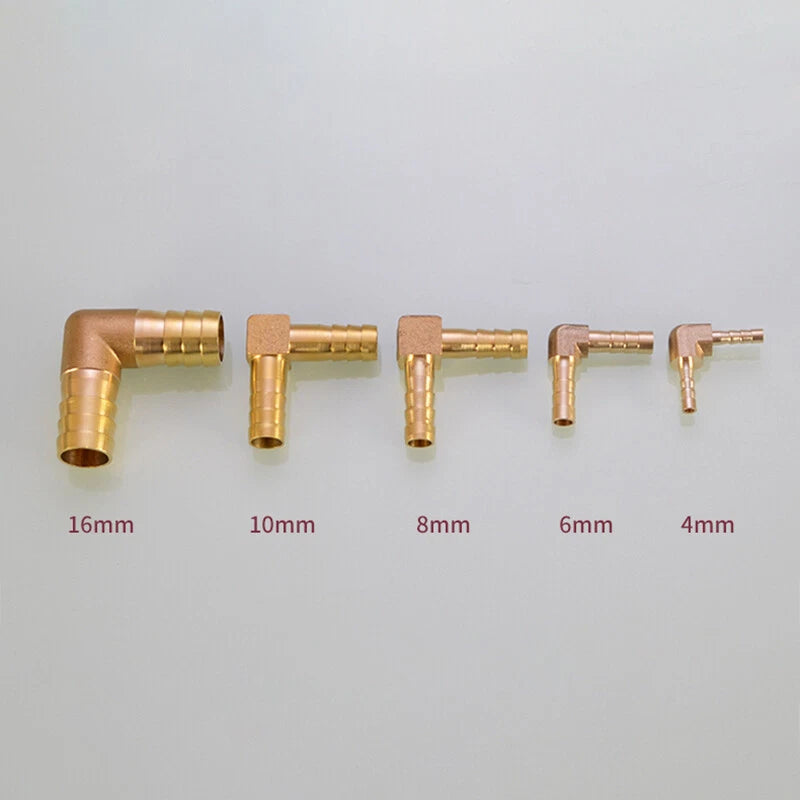 Copper 90° Elbow Hose Barb Connector — Φ4mm to Φ19mm | Gas, Fuel & Fluid Fittings