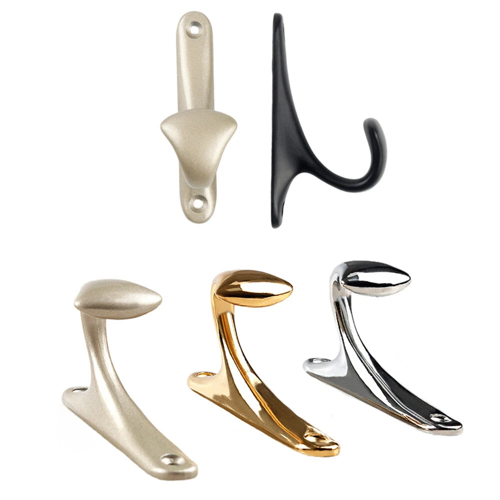 Zinc Alloy Single Hook Clothes Coat Robe Bathroom Wall Hooks Hanger Black Golden