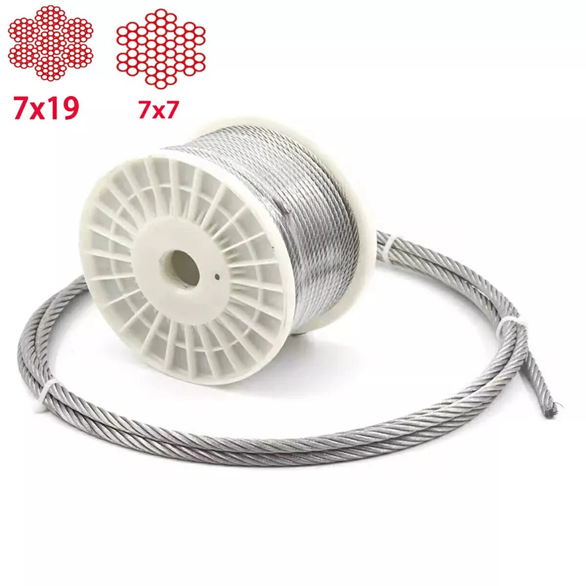 304 Stainless Steel Wire Rope Cable 7x7 7x19，Diameter 1mm To 20mm Length Select - HomeDIYer