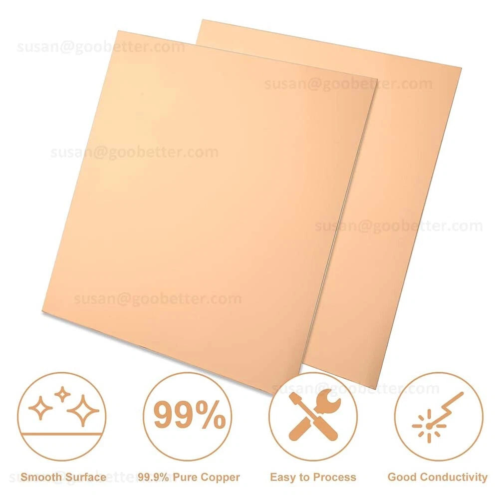 Natural Copper Sheet Metal guillotine cut - 0.3mm to 6.0mm - Multiple Sizes