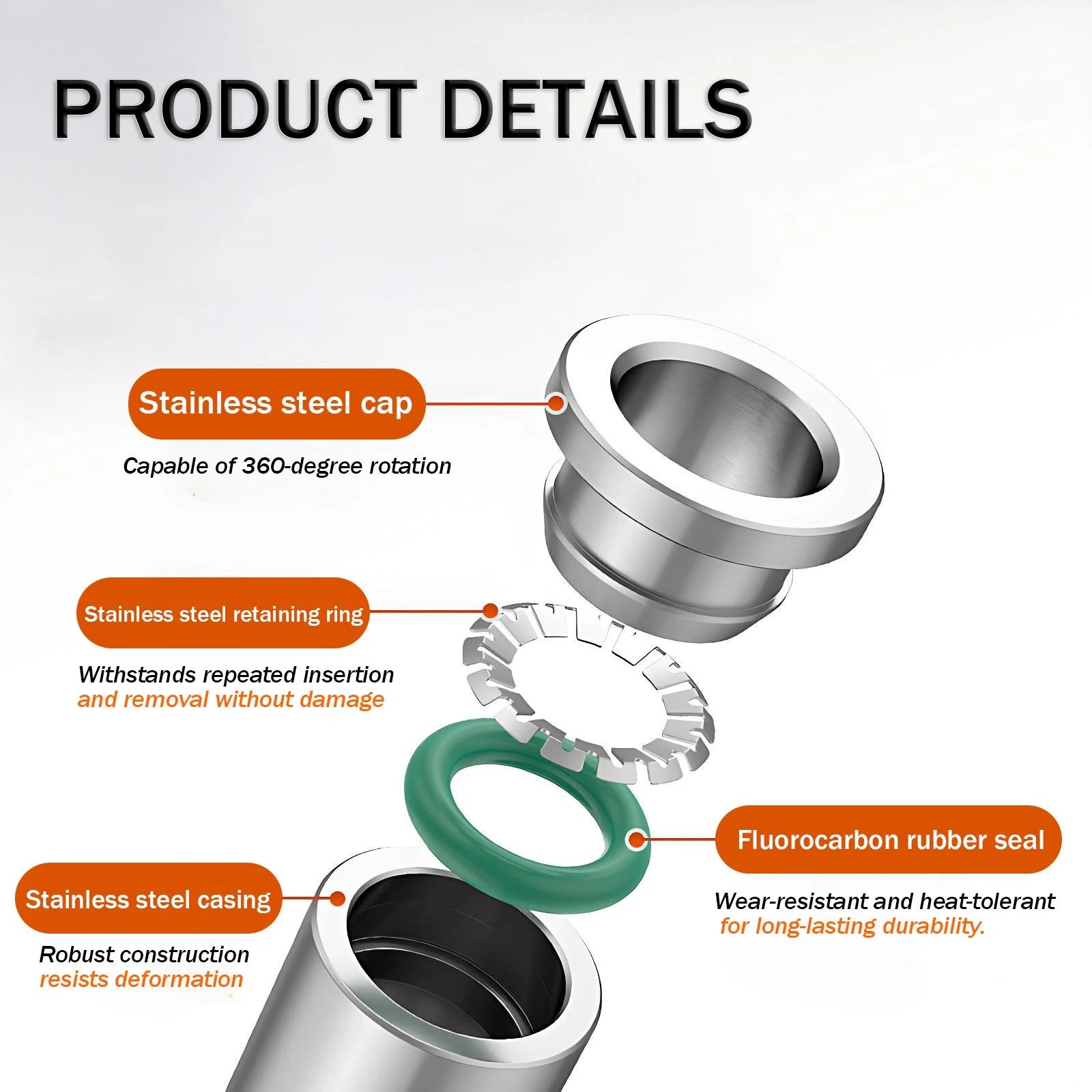 Stainless Steel Pneumatic Straight Push-to-Connect Hose Fitting | Inline Air Tube Connector