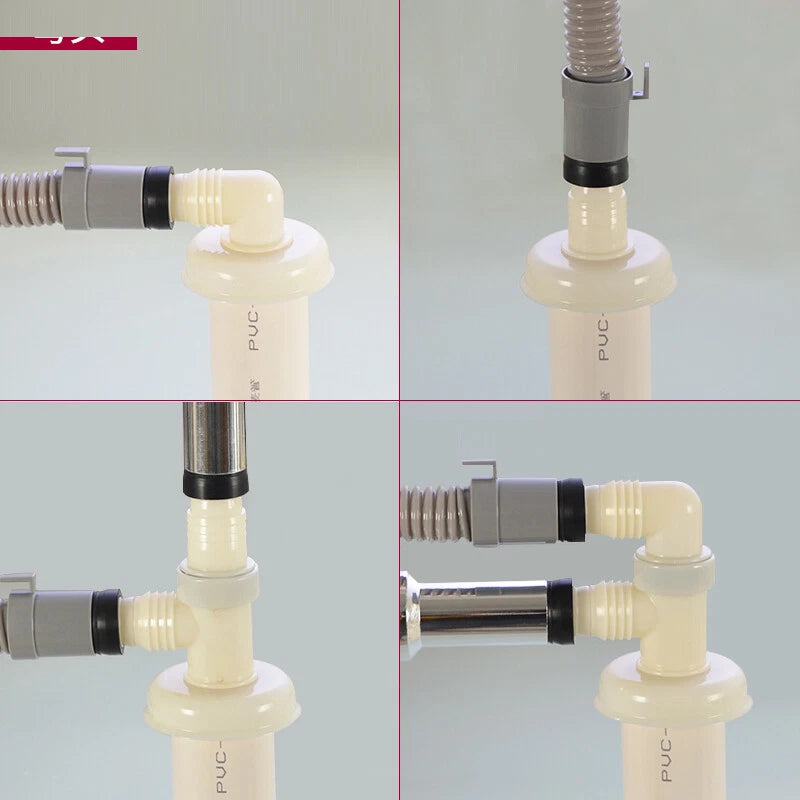 ABS Anti-Overflow Drain Pipe Fittings — Drainpipe Joints for Washing Machine, Kitchen & Basin