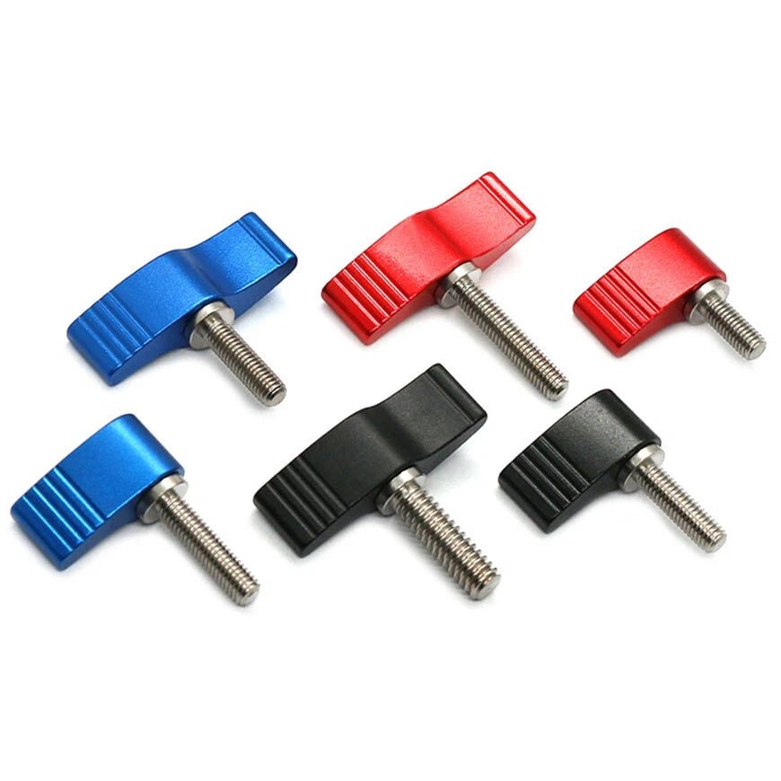 UNC 1/4" & 3/8" Thumb Screws – Single / Double Wing Hand Grip Bolts, Blue/Red/Black - HomeDIYer