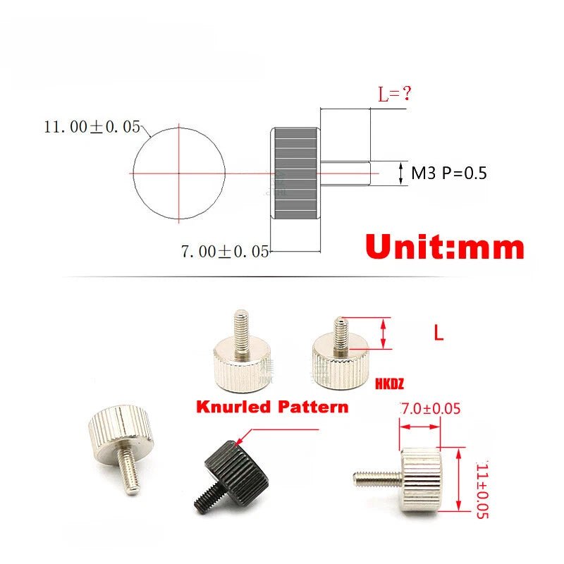 M3 Knurled Thumb Screws – Flat Head Carbon Steel Hand Grip Bolts 6/8/10/12mm - HomeDIYer