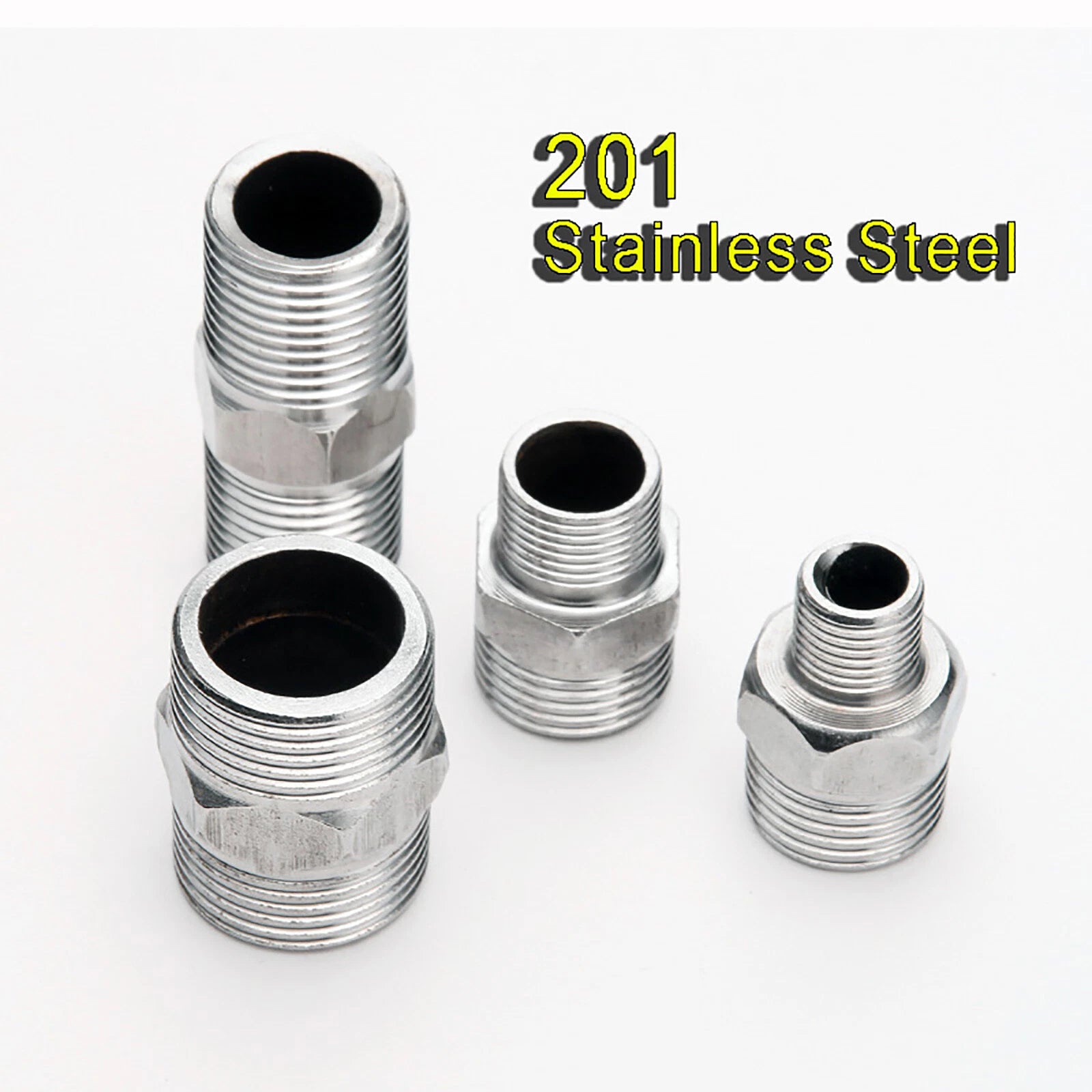 304 Stainless Steel Male to Male BSP Pipe Fitting Adaptor — Equal & Reducing Straight Connector