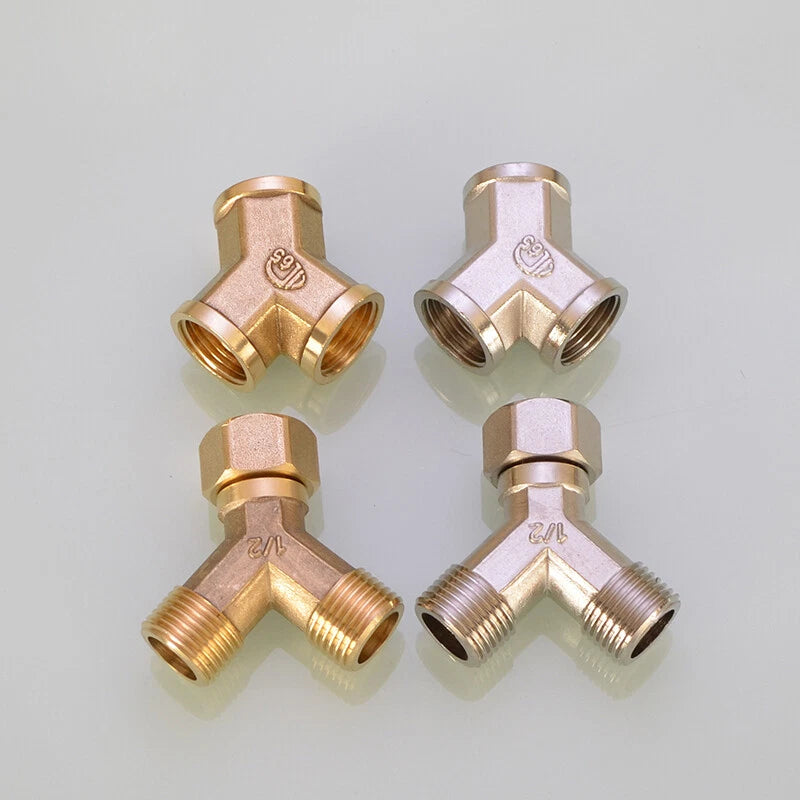 BSP 3-Way Y Fitting — 1/4" 3/8" 1/2" Female Male Thread Hose Splitter Connector