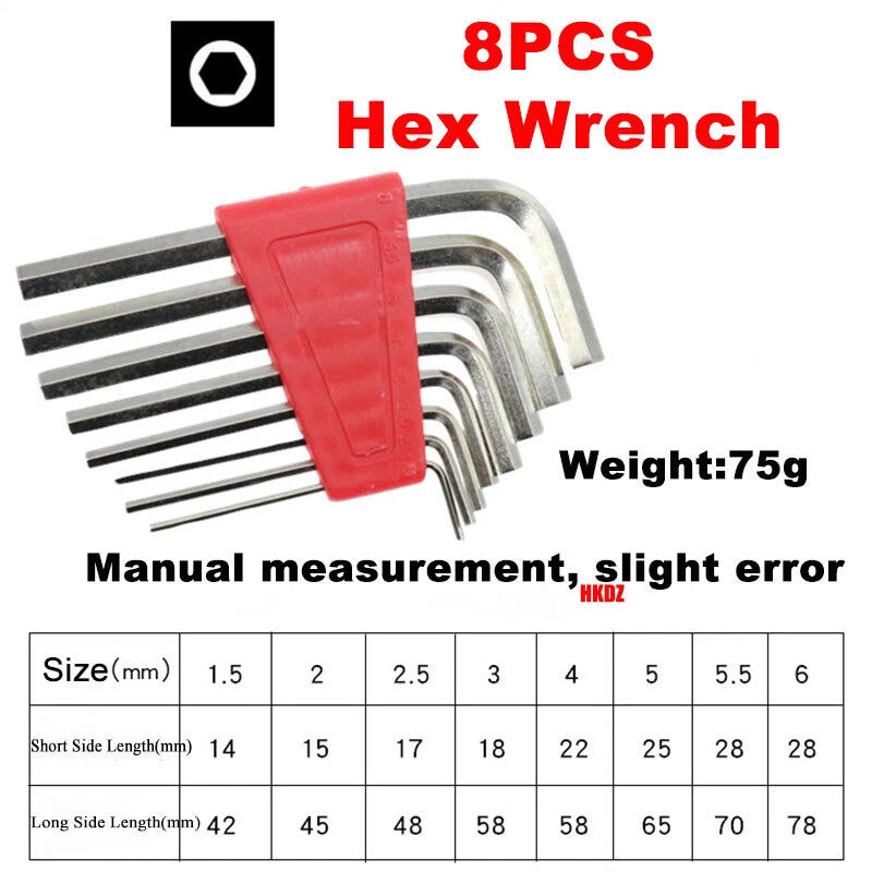 M2~M8 Metric Short Arm Allen Keys Hex Wrenches Hexagonal Key 0.9mm~4mm All Sizes