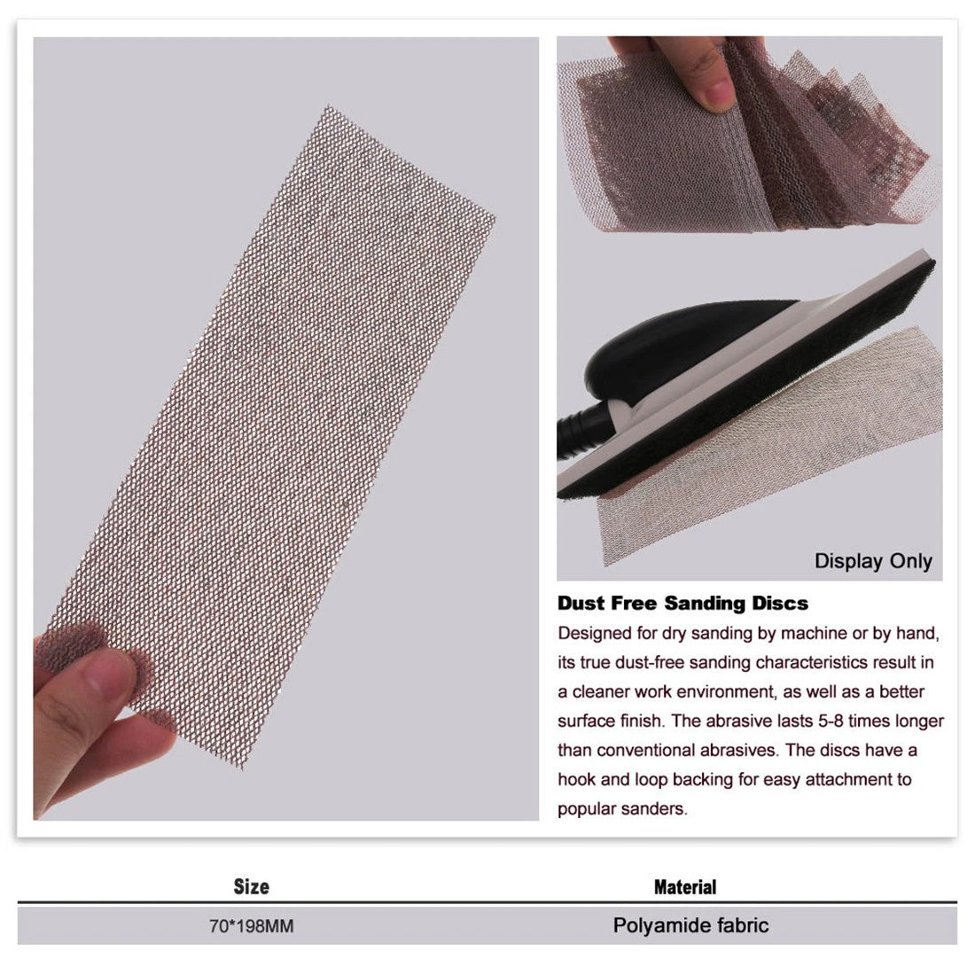 70x198mm Mesh Sanding Sheets — P80 to P1000 Grit Hook & Loop Sandpaper for Detail Sanders