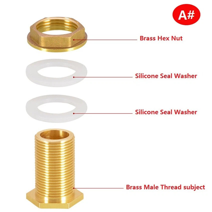 Brass Threaded Water Tank Connector — Male/Female NPT Pipe Fitting for Water Tower & Storage Tank