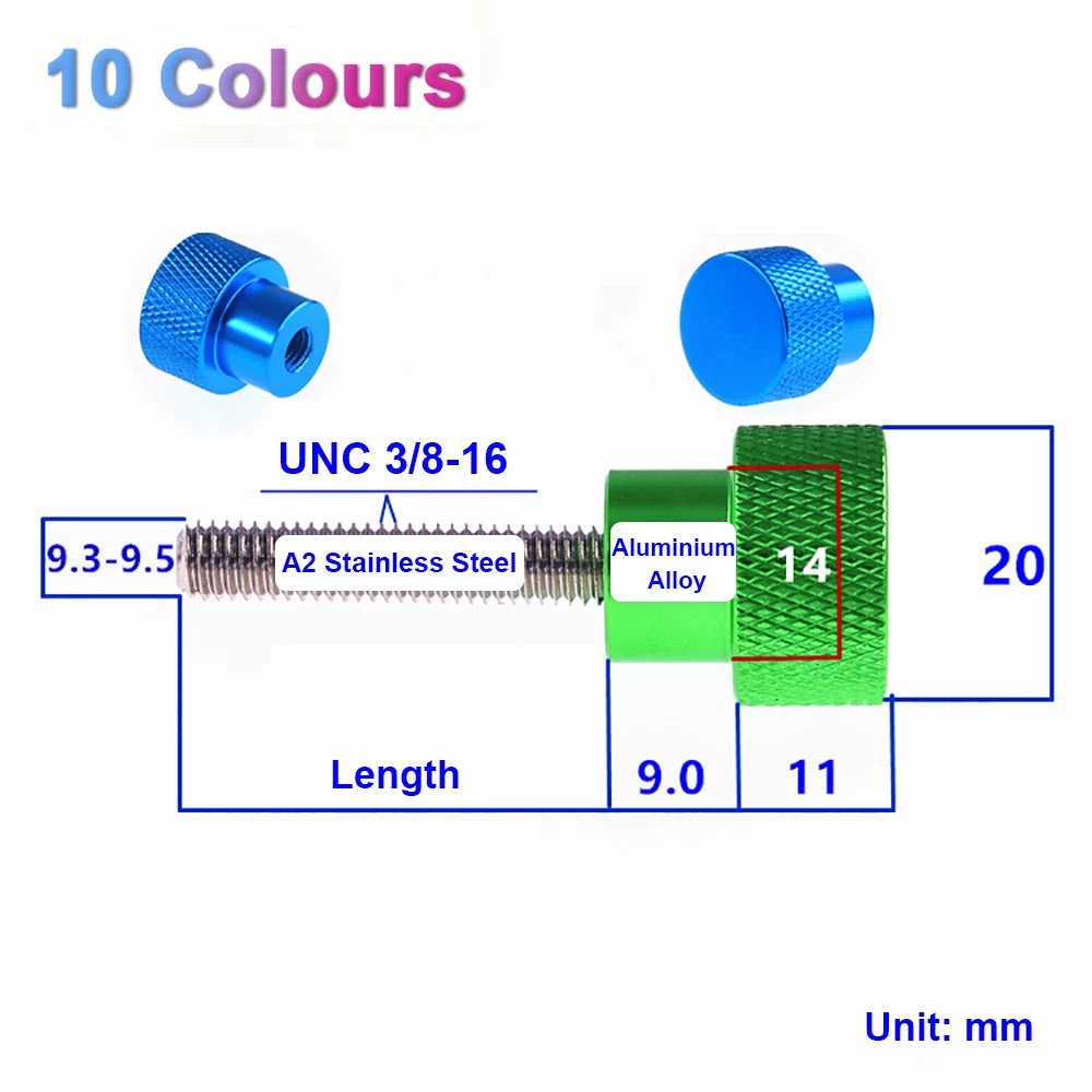 3/8-16 UNC Knurled Thumb Screws — Hand-Tighten Grip Bolts for Camera Tripod & DIY