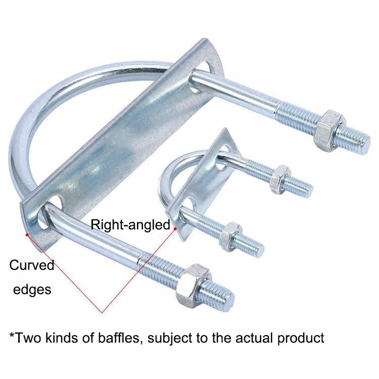 Round U-Bolts Sets Steel 16mm-219mm Inner Width M6 M8 M0 M12 with Nut, Plate