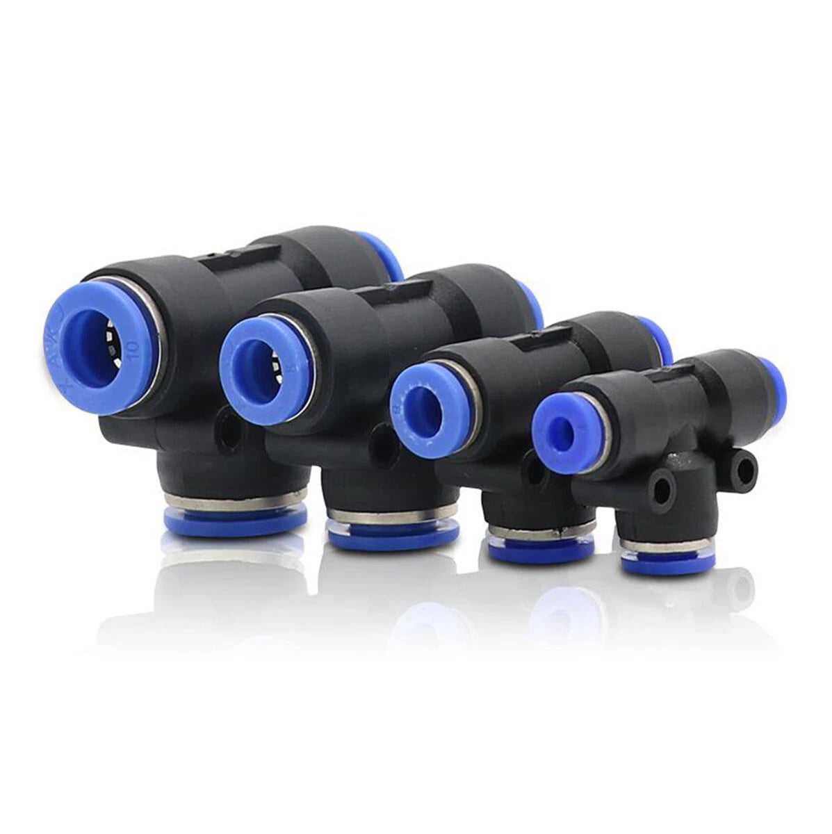 Nylon Pneumatic Reducer Tee 3-Way Connector Hose Tube Inline Push-In Fittings