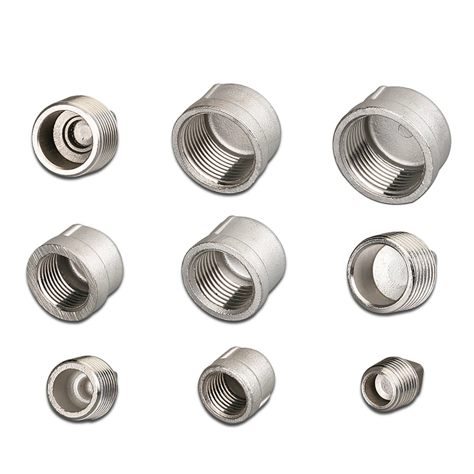 304 Stainless Steel BSP Female End Cap & Hollow Plug Pipe Fittings | 1/8" to 2"