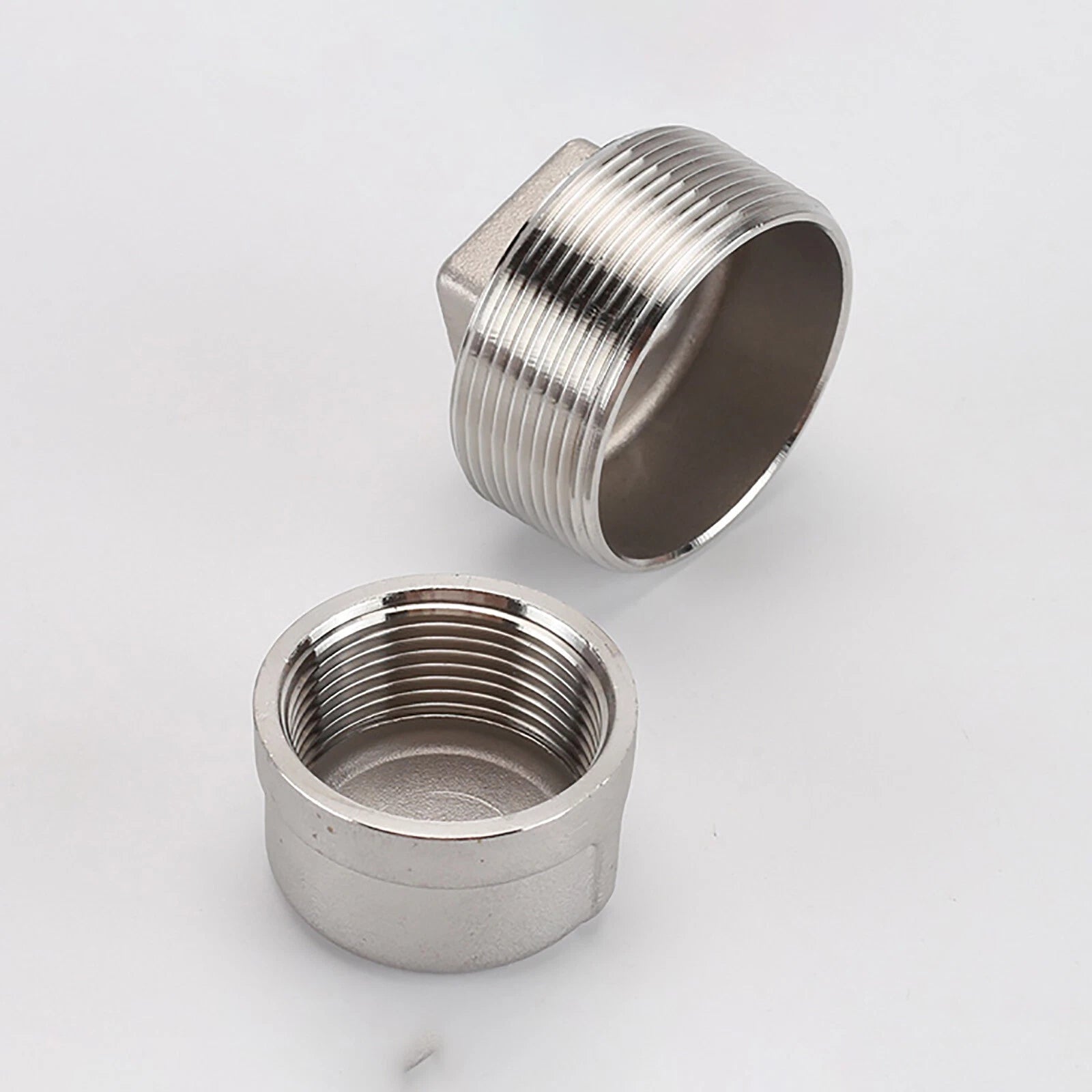 BSP 304 Stainless Steel Pipe End Cap and Plug — 1/8" to 2" Female Cap & Male Plug