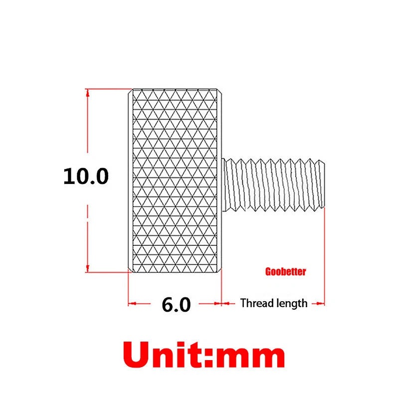 M3*35/40mm Knurled Thumb Screws Aluminum Alloy DIY Hand Tighten Grip Knob Bolts