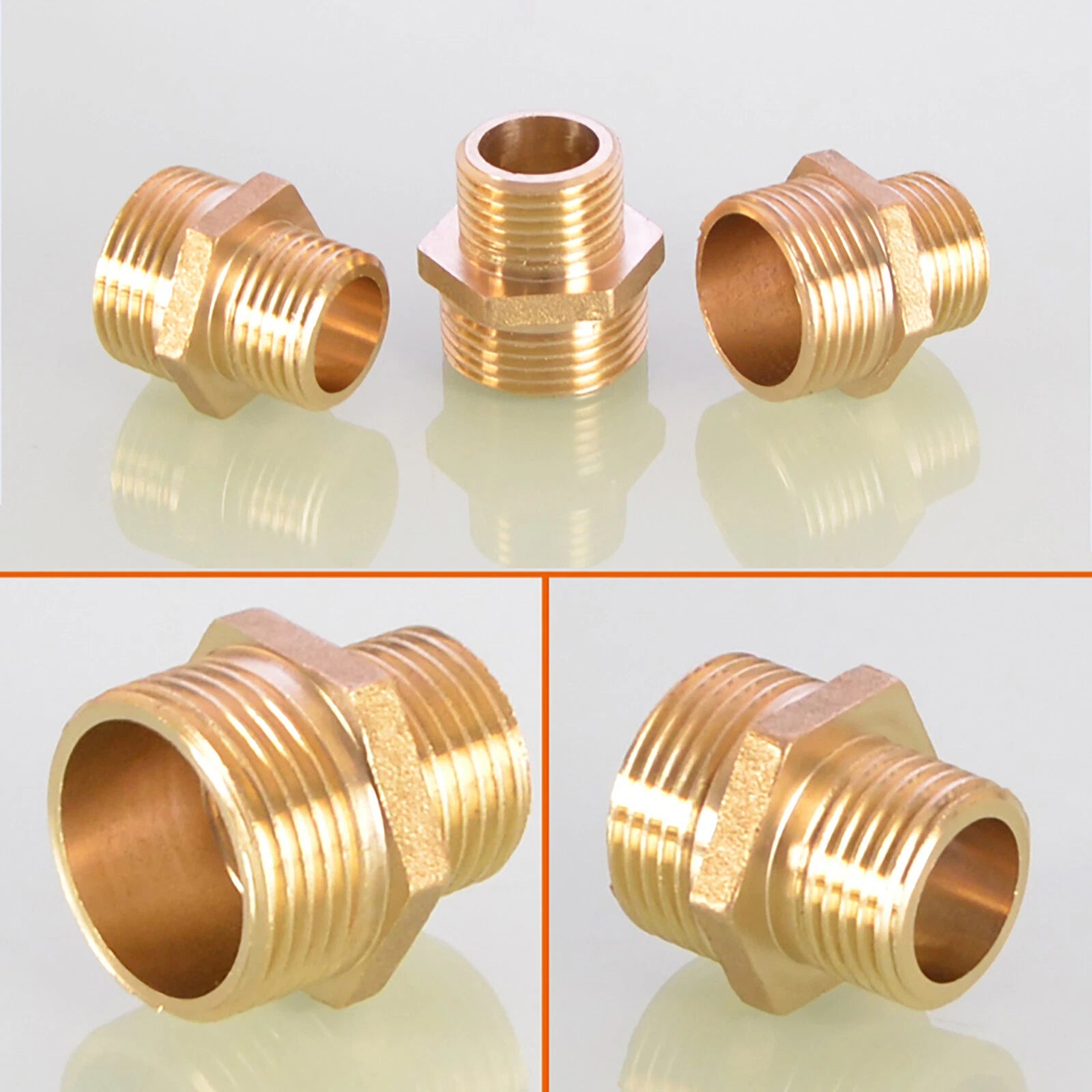 Brass Hex Nipple BSP Male to Male Pipe Fitting — Equal & Reducer